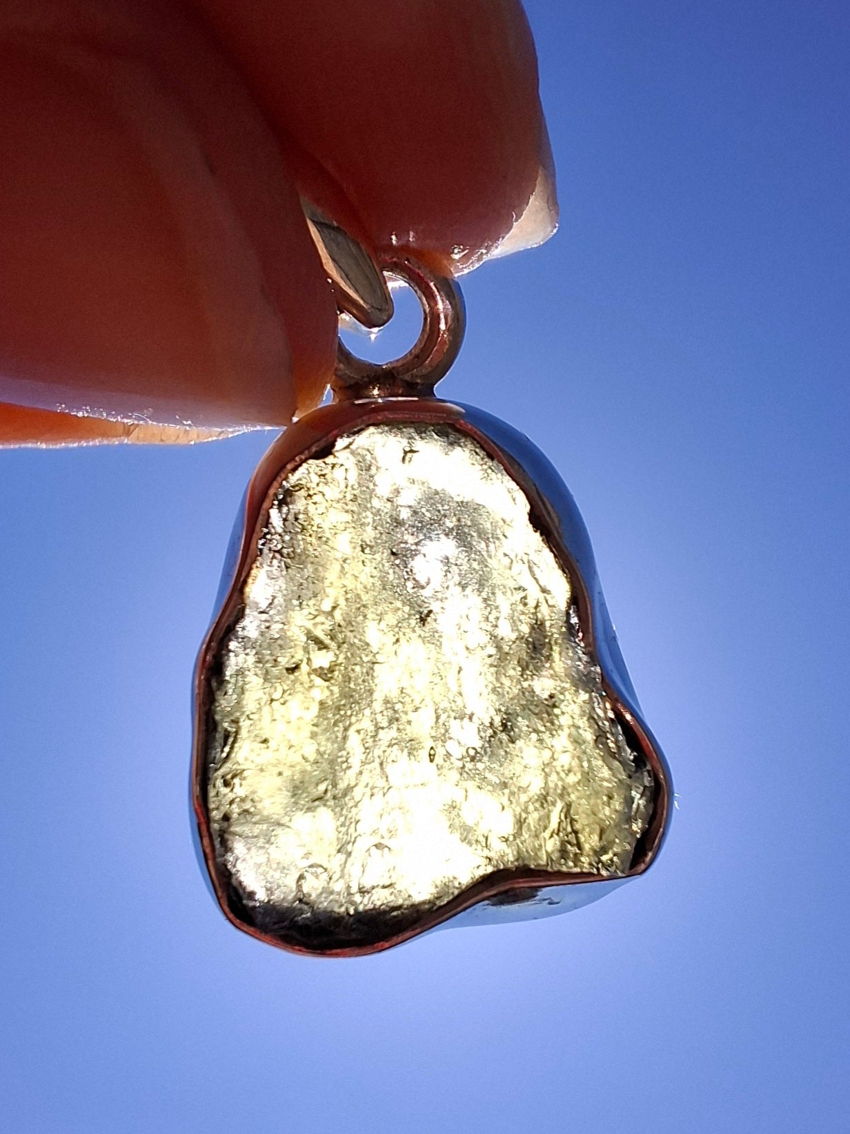 Moldavite Pendant, 925 Silver, Tektite (Ref: P440)