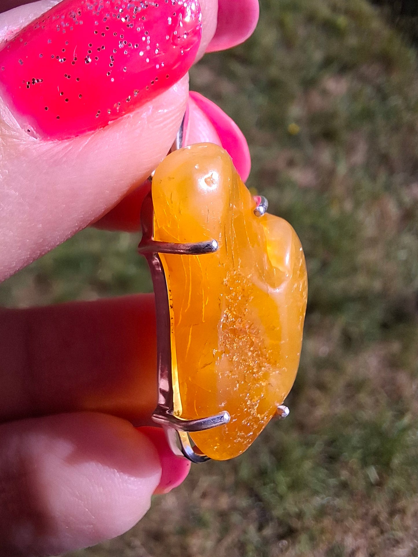 Baltic Amber Pendant, 925 Silver, Fossil (Ref: AP7)