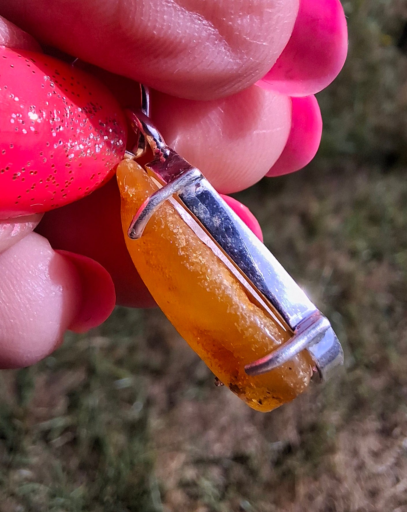 Baltic Amber Pendant, 925 Silver, Fossil (Ref: AP8)