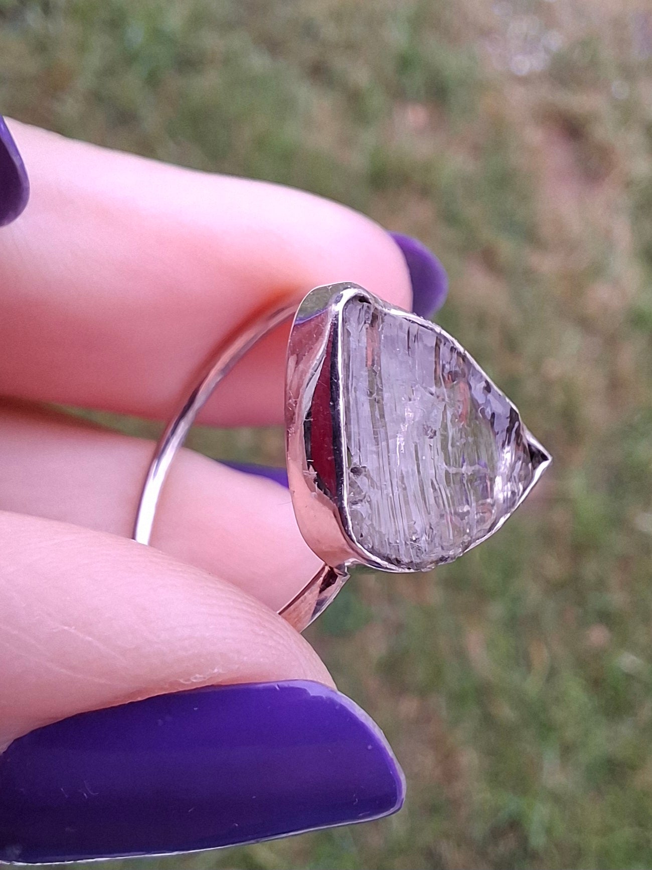 Libyan Desert Glass Ring, size large Q, 925 Silver, Tektite (Ref: LR35)