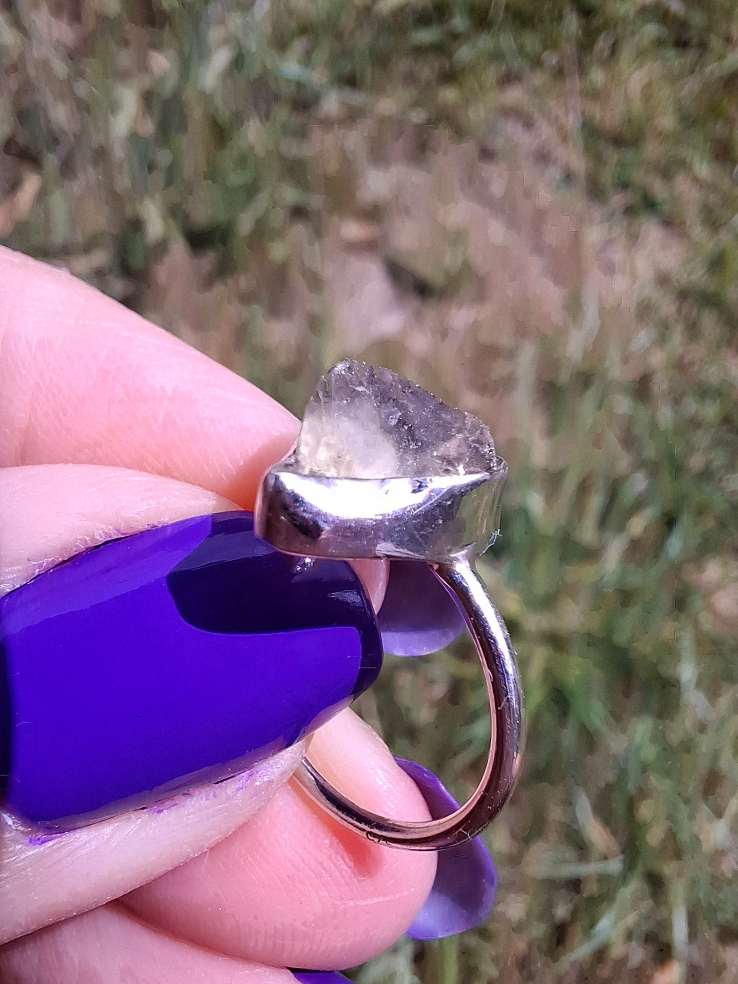 Libyan Desert Glass Ring, size large G, 925 Silver, Tektite (Ref: LR2)
