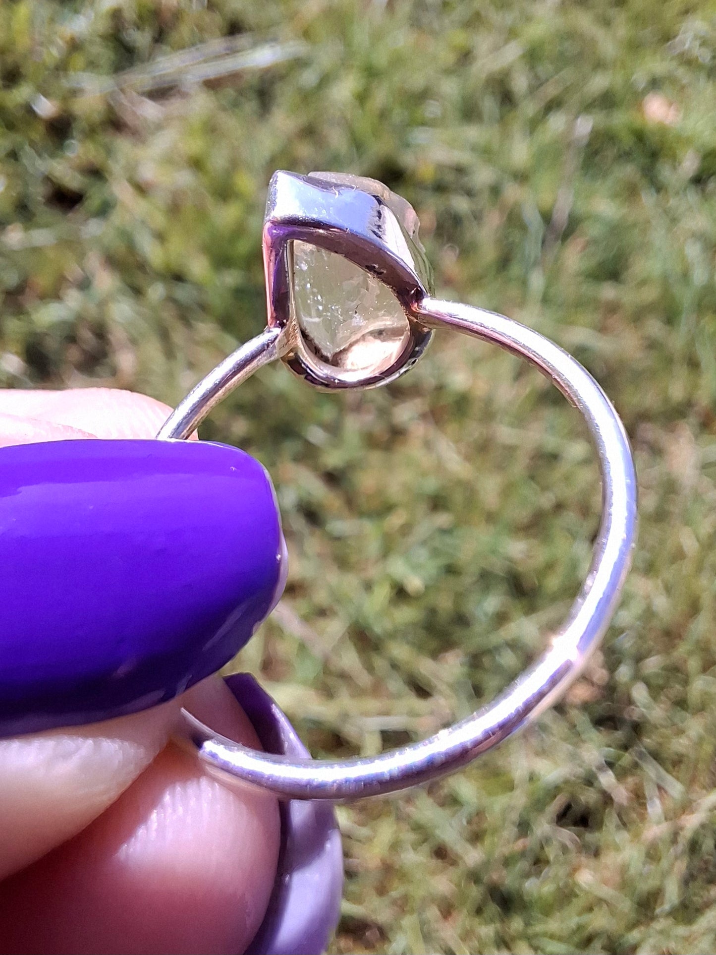 Libyan Desert Glass Ring, size large T, 925 Silver, Tektite (Ref: LR48)