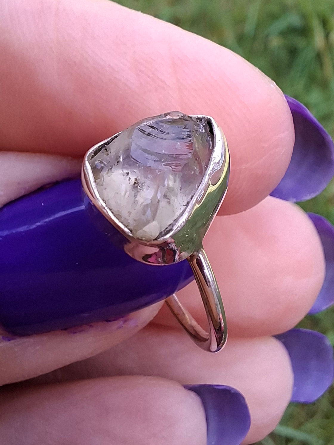 Libyan Desert Glass Ring, size large G, 925 Silver, Tektite (Ref: LR3)