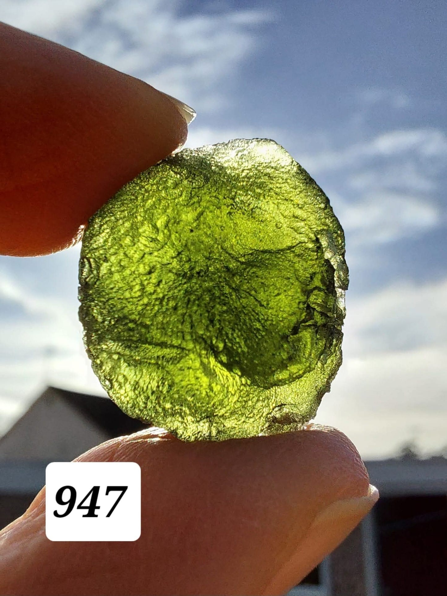 Moldavite Piece, NESMEN,  5.48g, Tektite (Ref: 947)