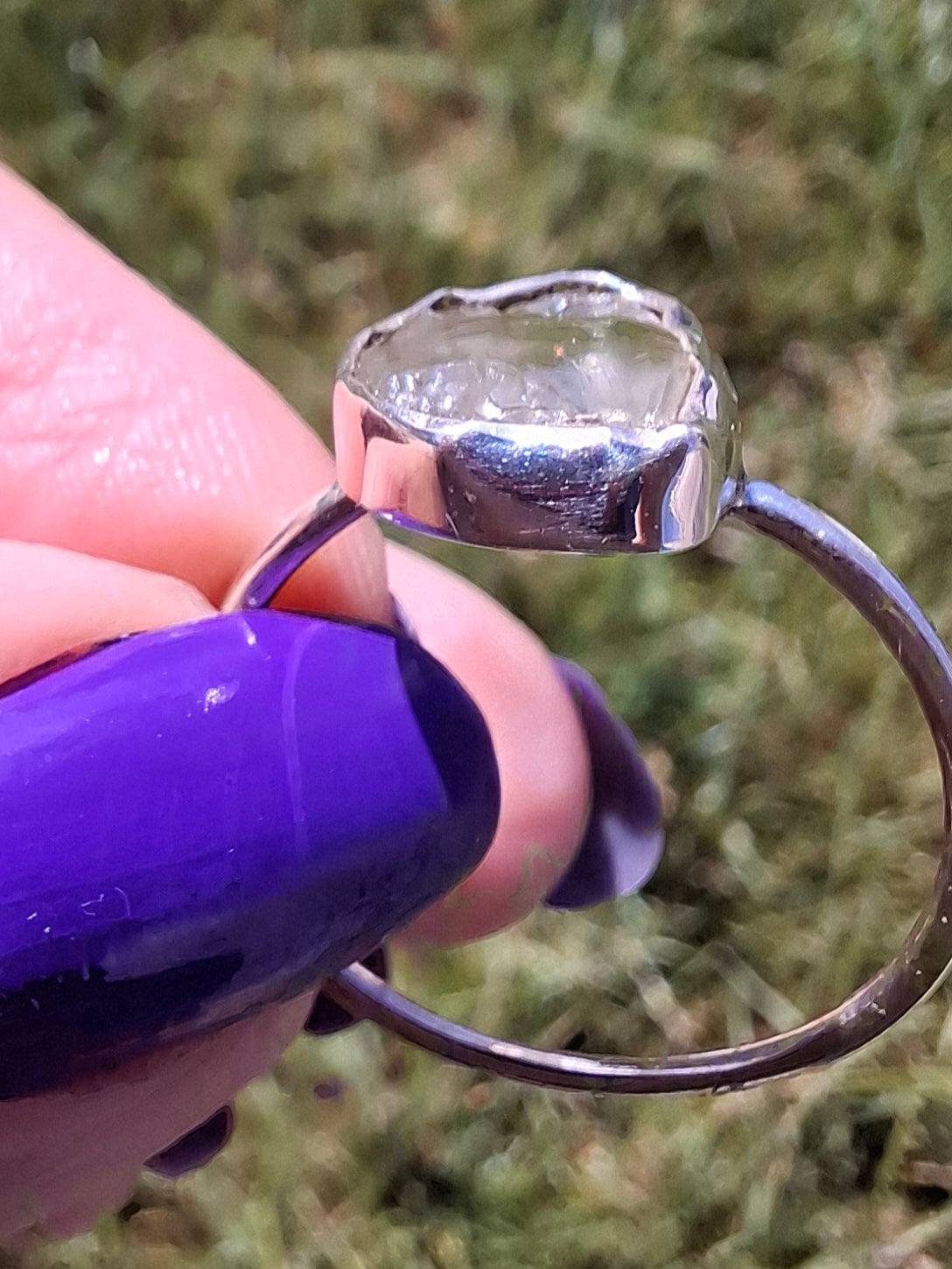 Libyan Desert Glass Ring, size large V, 925 Silver, Tektite (Ref: LR60)