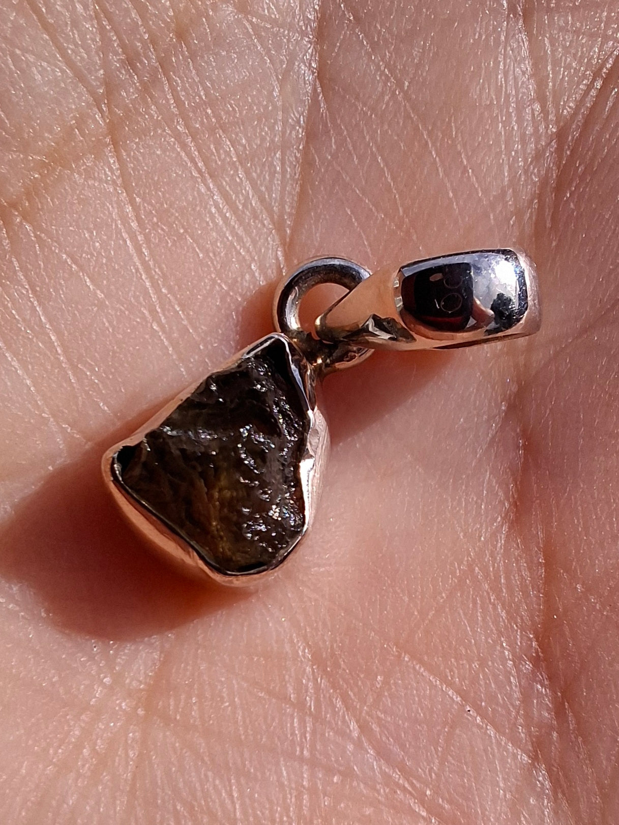 Moldavite Pendant, 925 Silver, Tektite (Ref: P37)