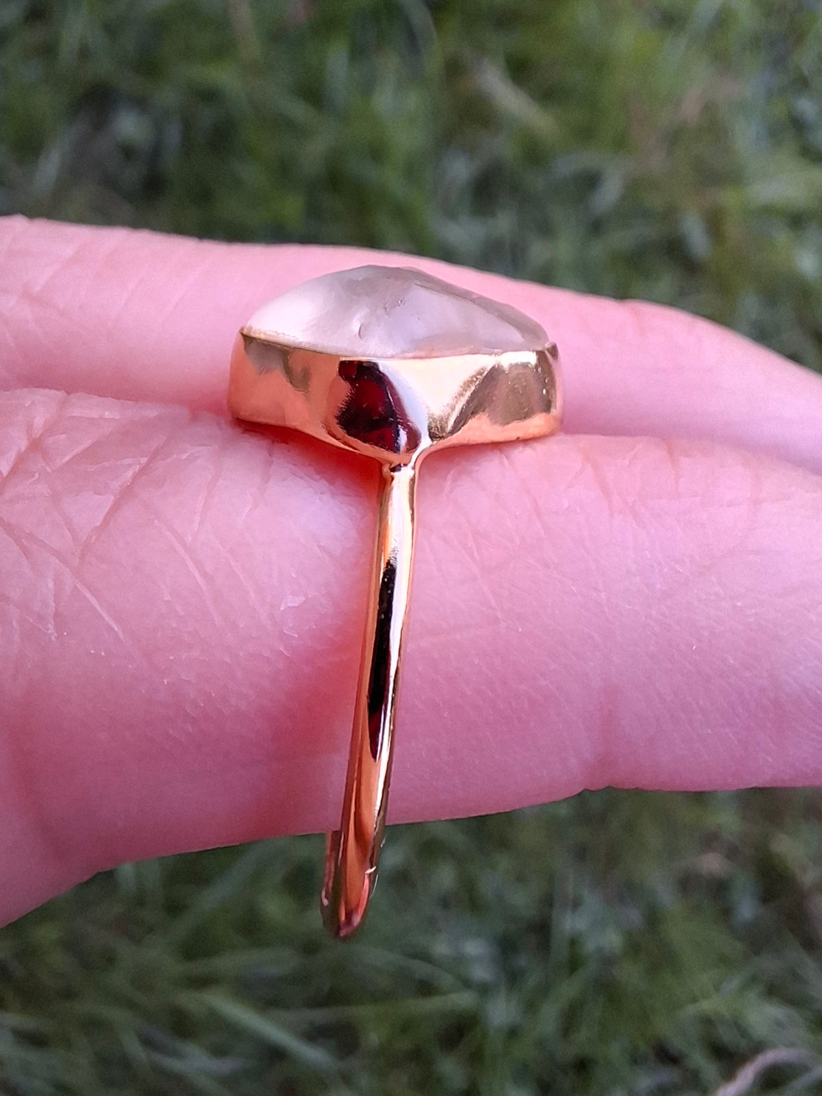 Libyan Desert Glass Ring, 14K GOLD Plated, size large P, Tektite (Ref: LR67)