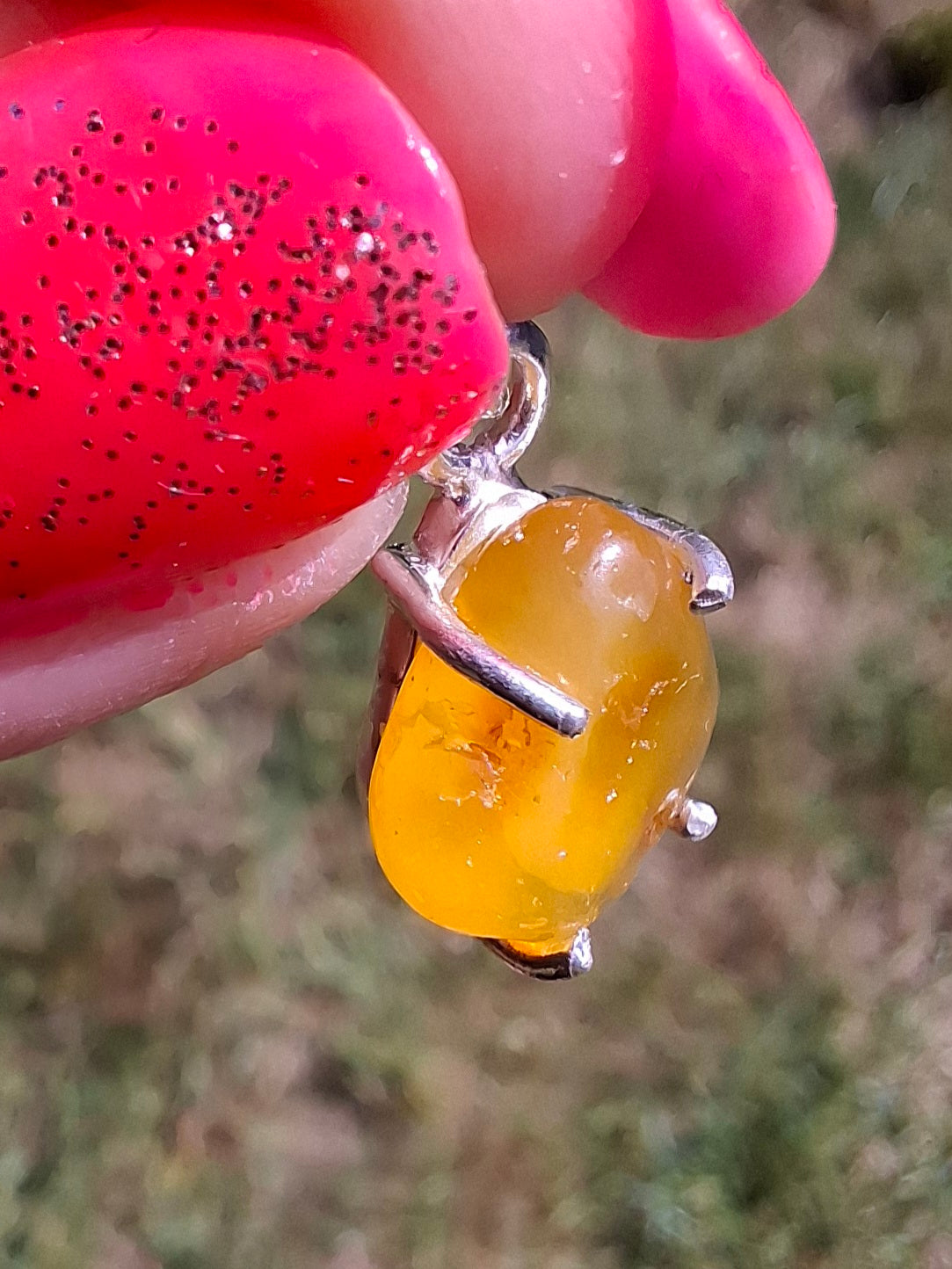 Baltic Amber Pendant, 925 Silver, Fossil (Ref: AP28)