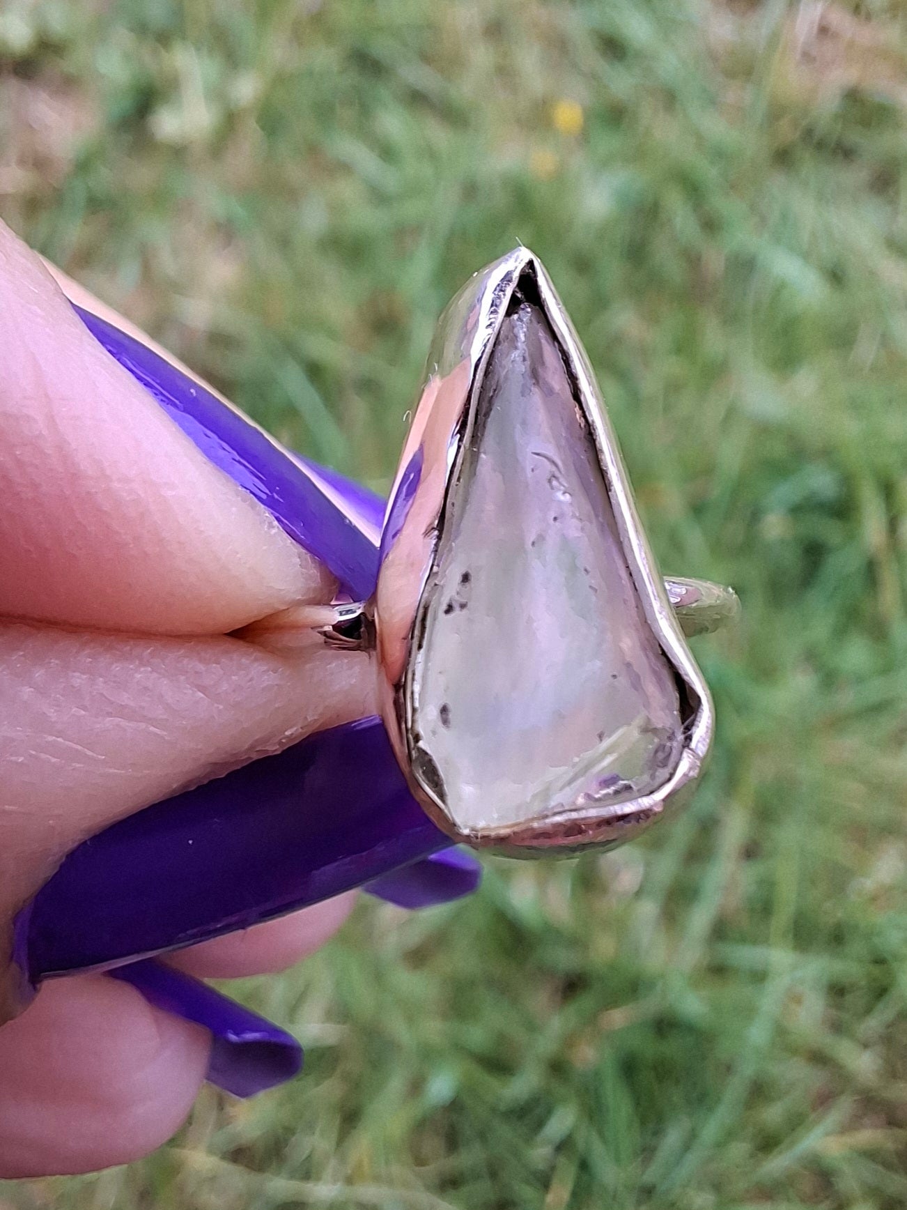 Libyan Desert Glass Ring, size large G, 925 Silver, Tektite (Ref: LR1)