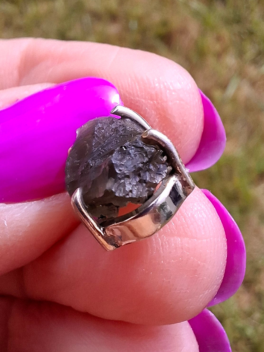 Moldavite Claw Pendant, 925 Silver, Tektite (Ref: P23)