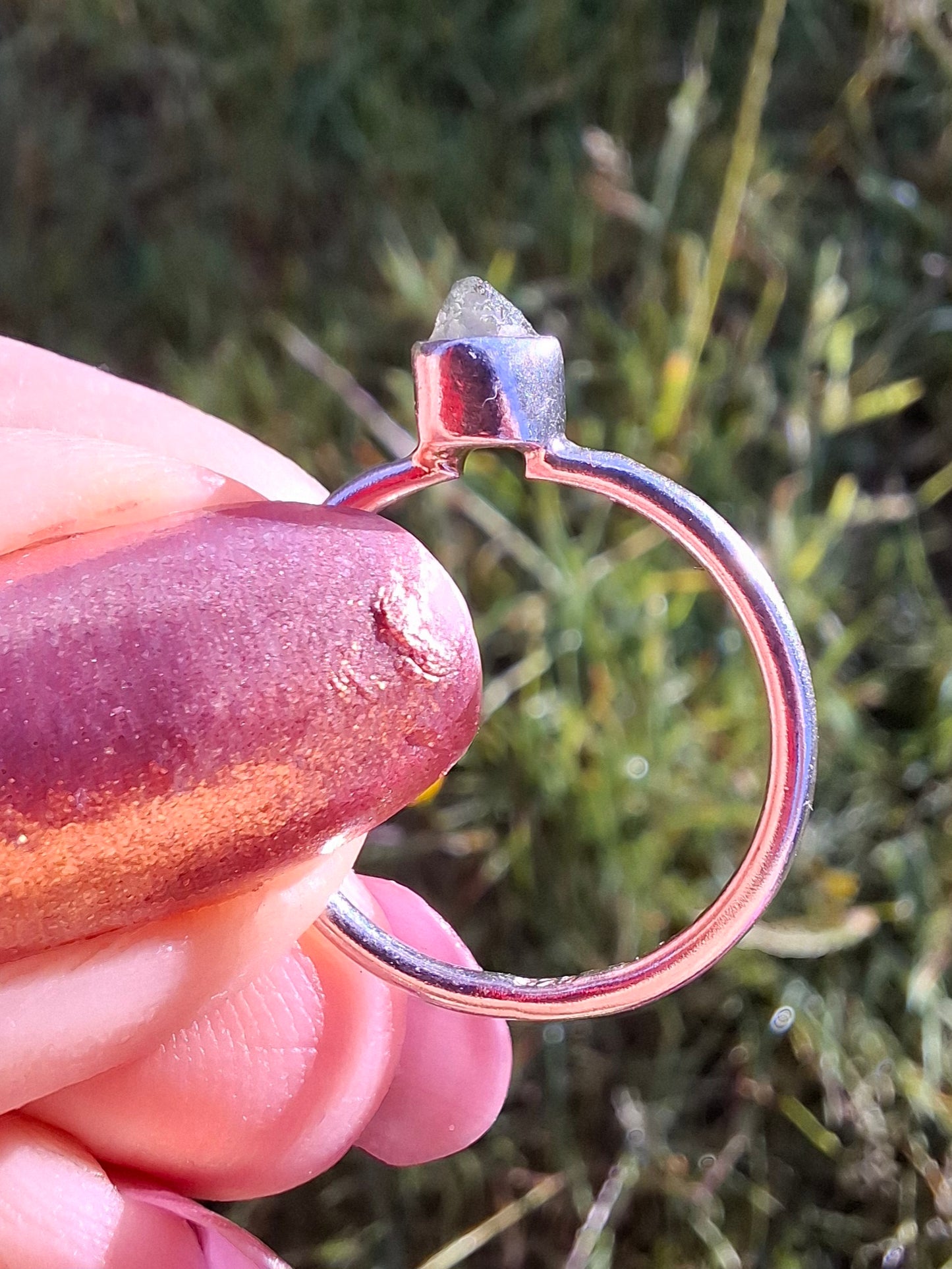 Moldavite Ring, size M, 925 Silver, Tektite (Ref: R31)