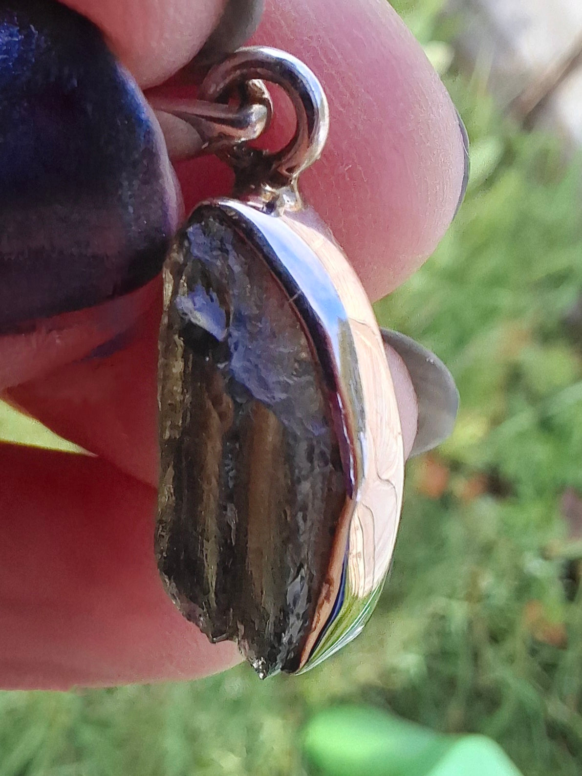 Moldavite Pendant, 925 Silver, Tektite (Ref: P13)