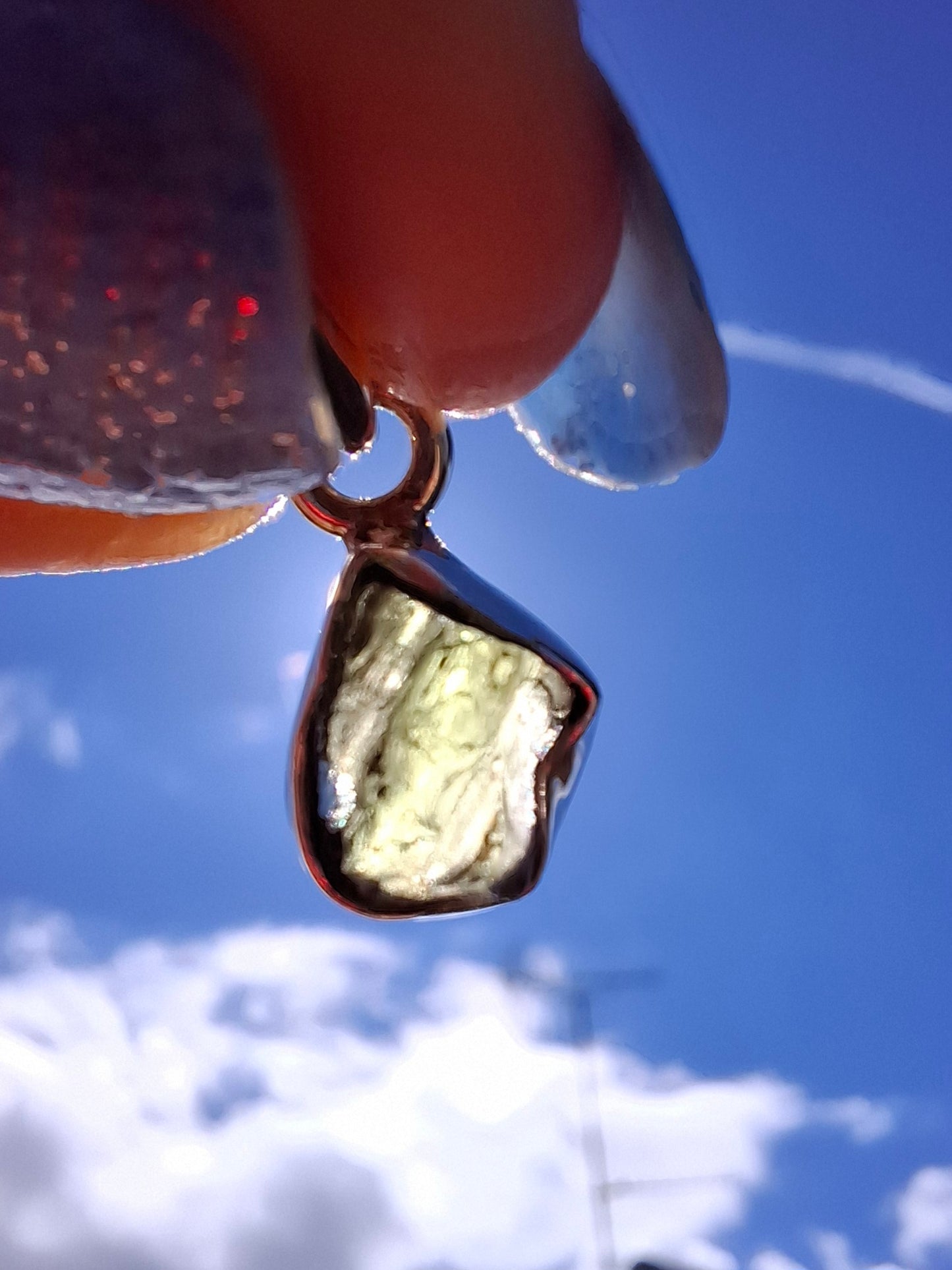 Moldavite Pendant, 925 Silver, Tektite (Ref: P92)