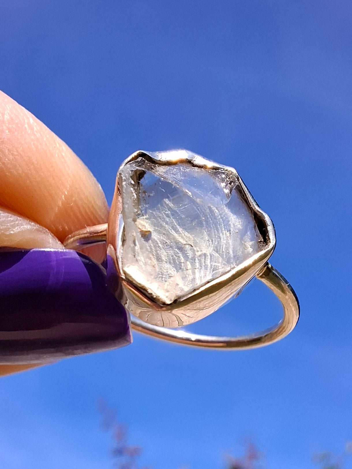 Libyan Desert Glass Ring, size small R, 925 Silver, Tektite (Ref: LR38)