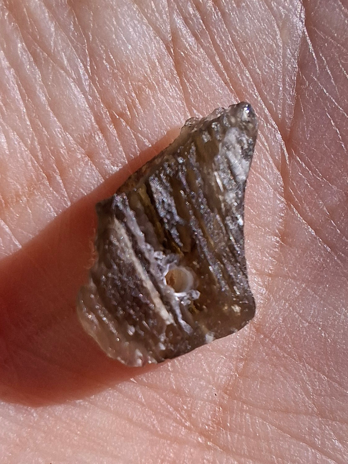 DRILLED, Moldavite Piece, 0.80g, Tektite (Ref: D24)