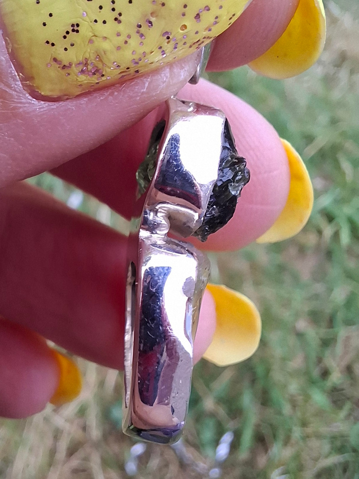 Moldavite & Libyan Desert Glass Pendant, 925 Silver, Tektite (Ref: MLP14)
