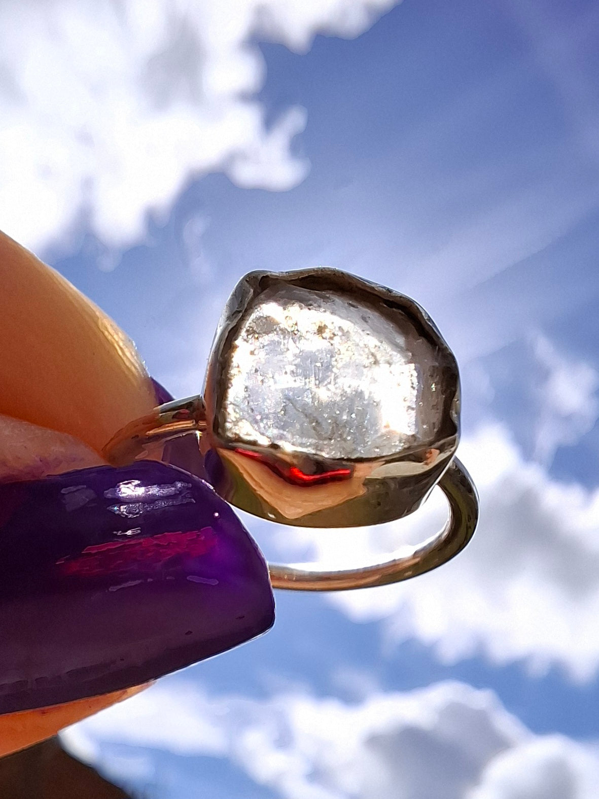 Libyan Desert Glass Ring, size large G/small H, 925 Silver, Tektite (Ref: LR5)