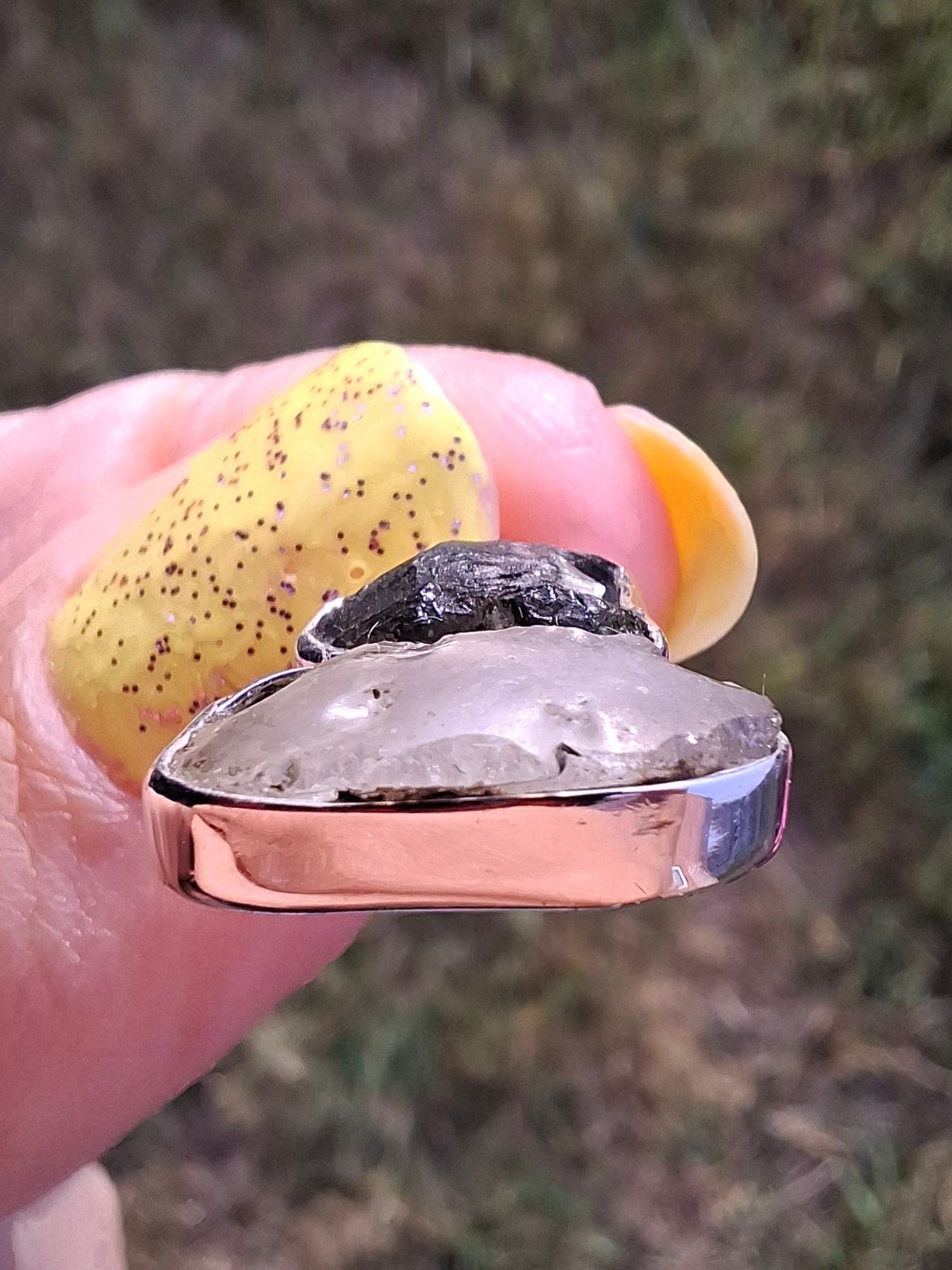 Moldavite & Libyan Desert Glass Pendant, 925 Silver, Tektite (Ref: MLP11)