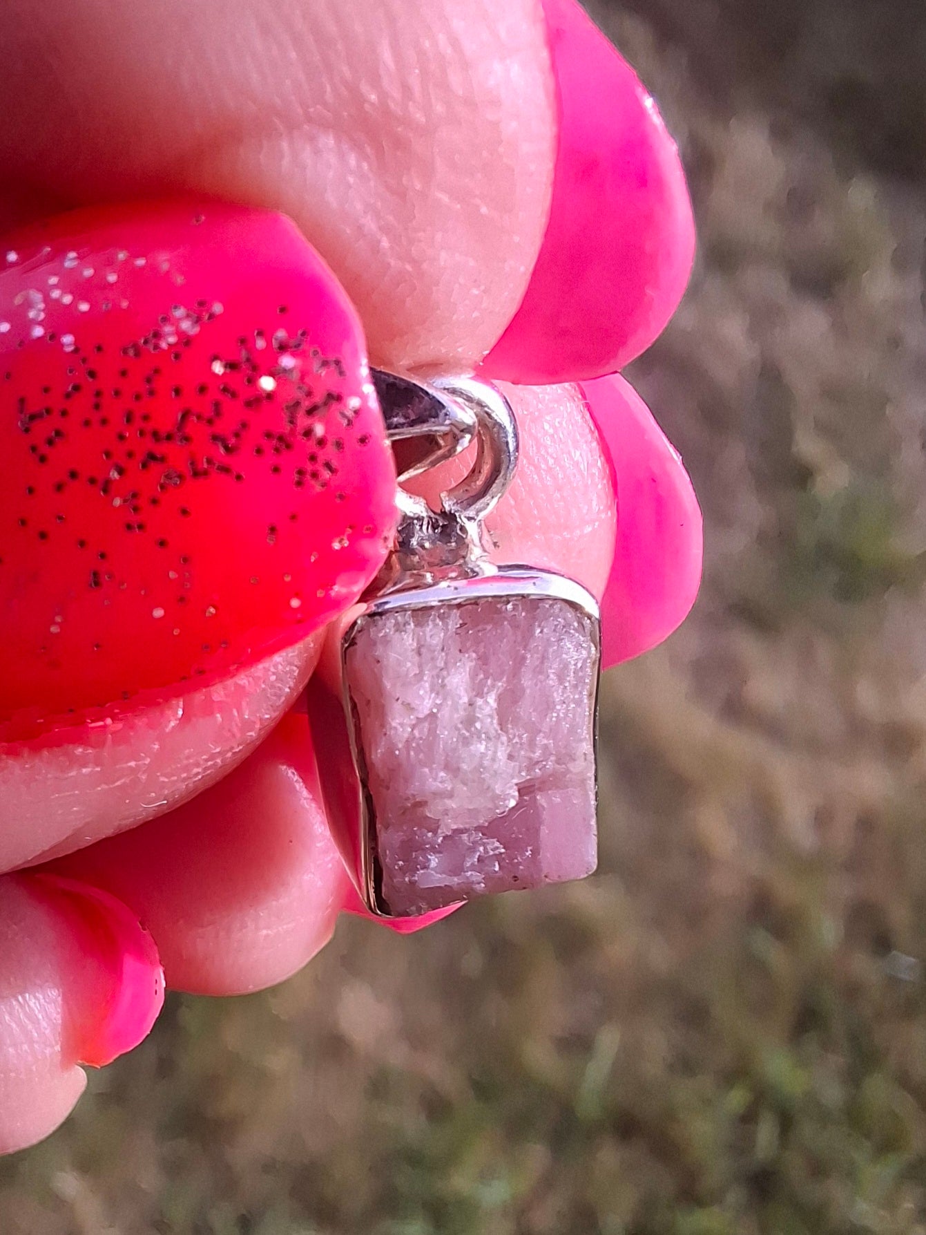 Pink Tourmaline Pendant, 925 Silver, Crystal (Ref: PT81)