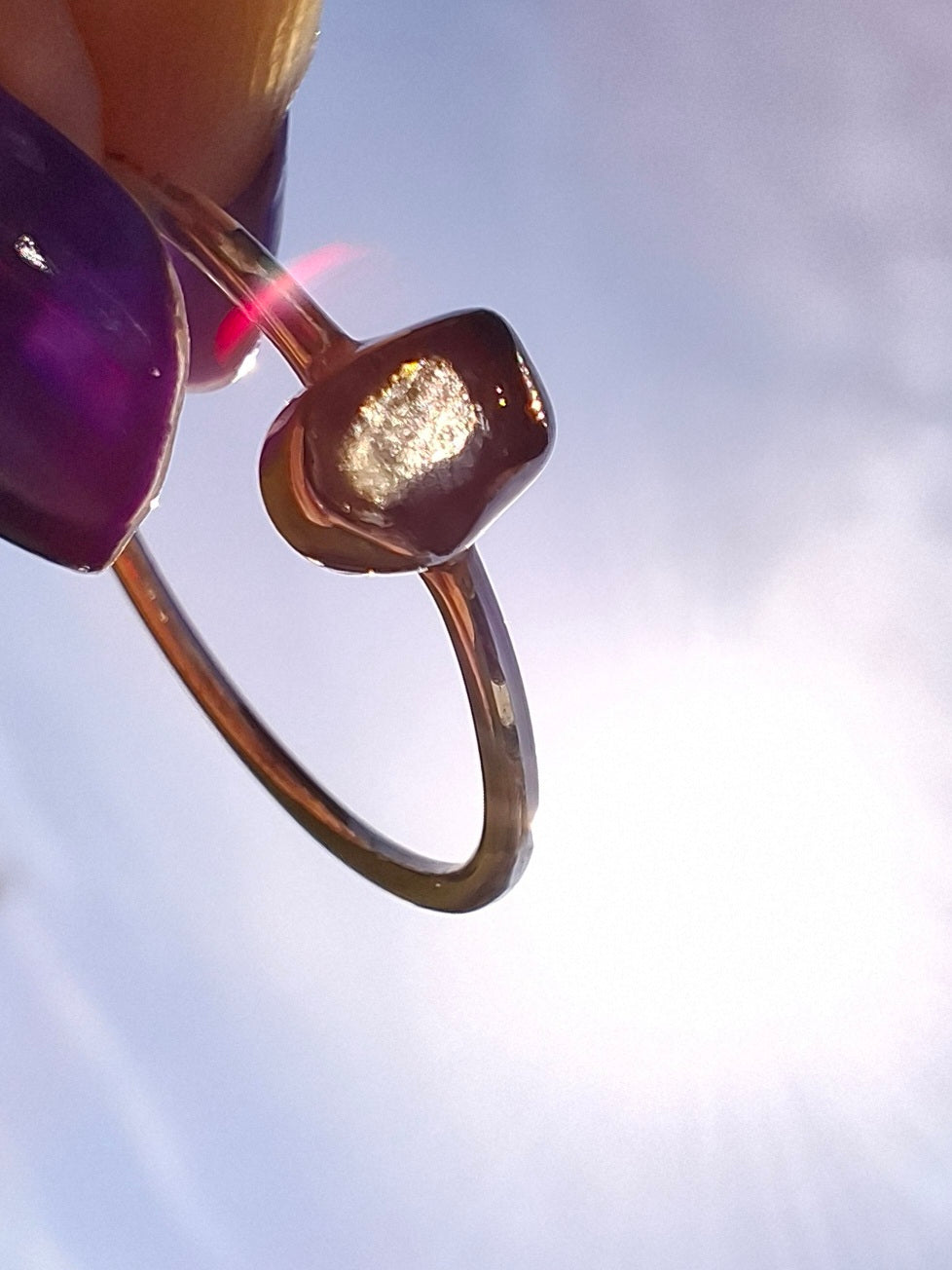 Moldavite Ring, size small R, 925 Silver, Tektite (Ref: R52)