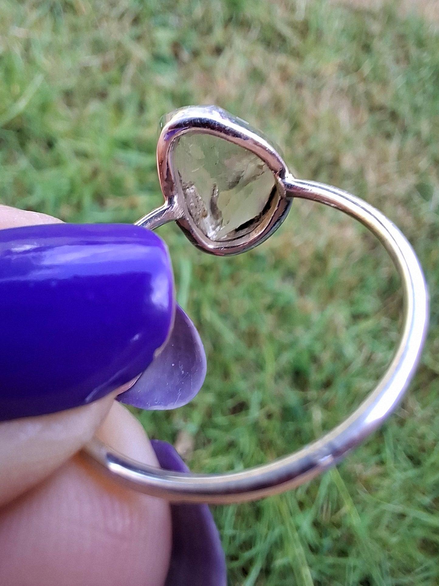 Libyan Desert Glass Ring, size large W, 925 Silver, Tektite (Ref: LR63)