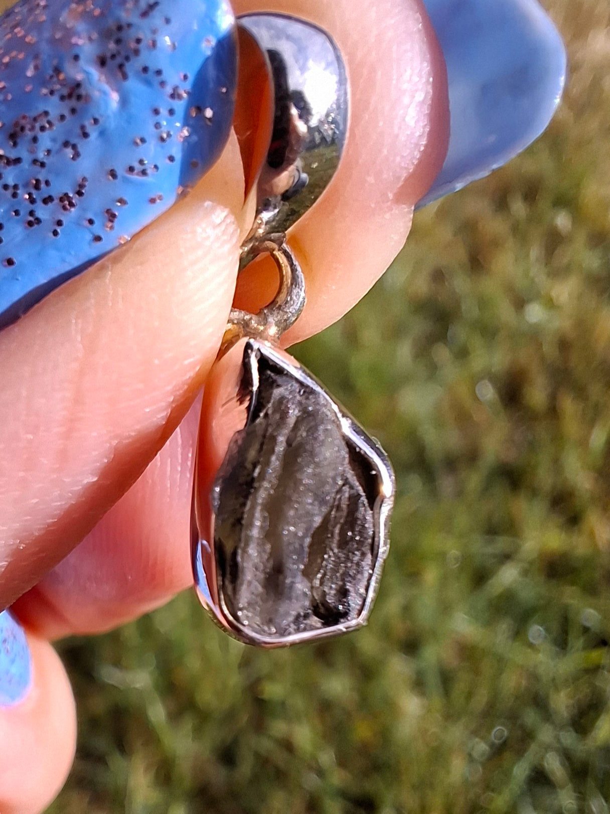 Moldavite Pendant, 925 Silver, Tektite (Ref: P47)