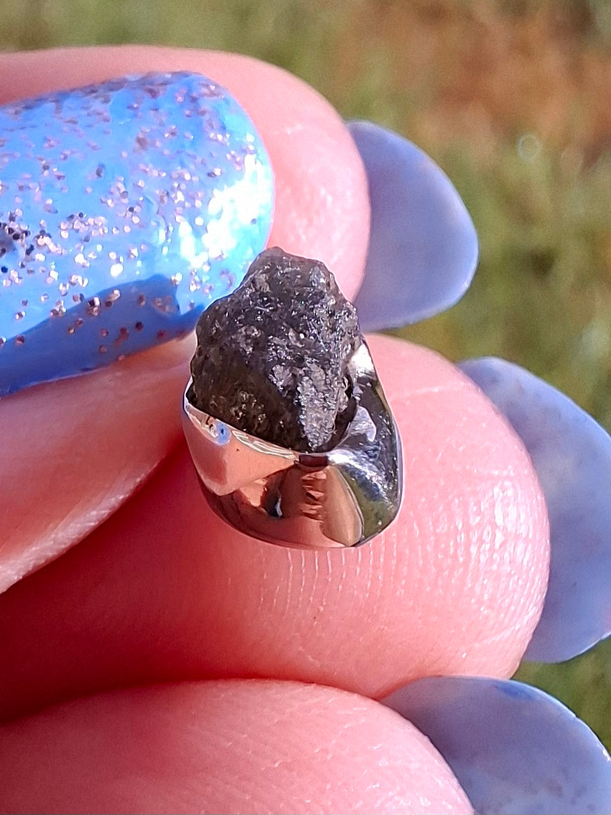 Moldavite Pendant, 925 Silver, Tektite (Ref:P41)