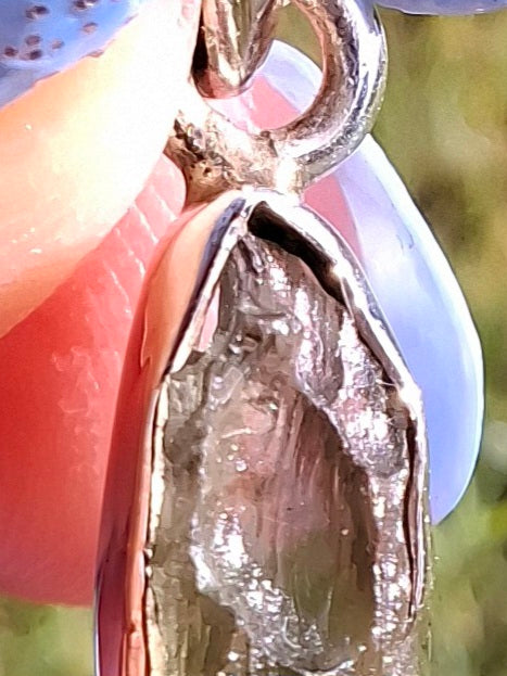 Moldavite Pendant, 925 Silver, Tektite (Ref: P48)