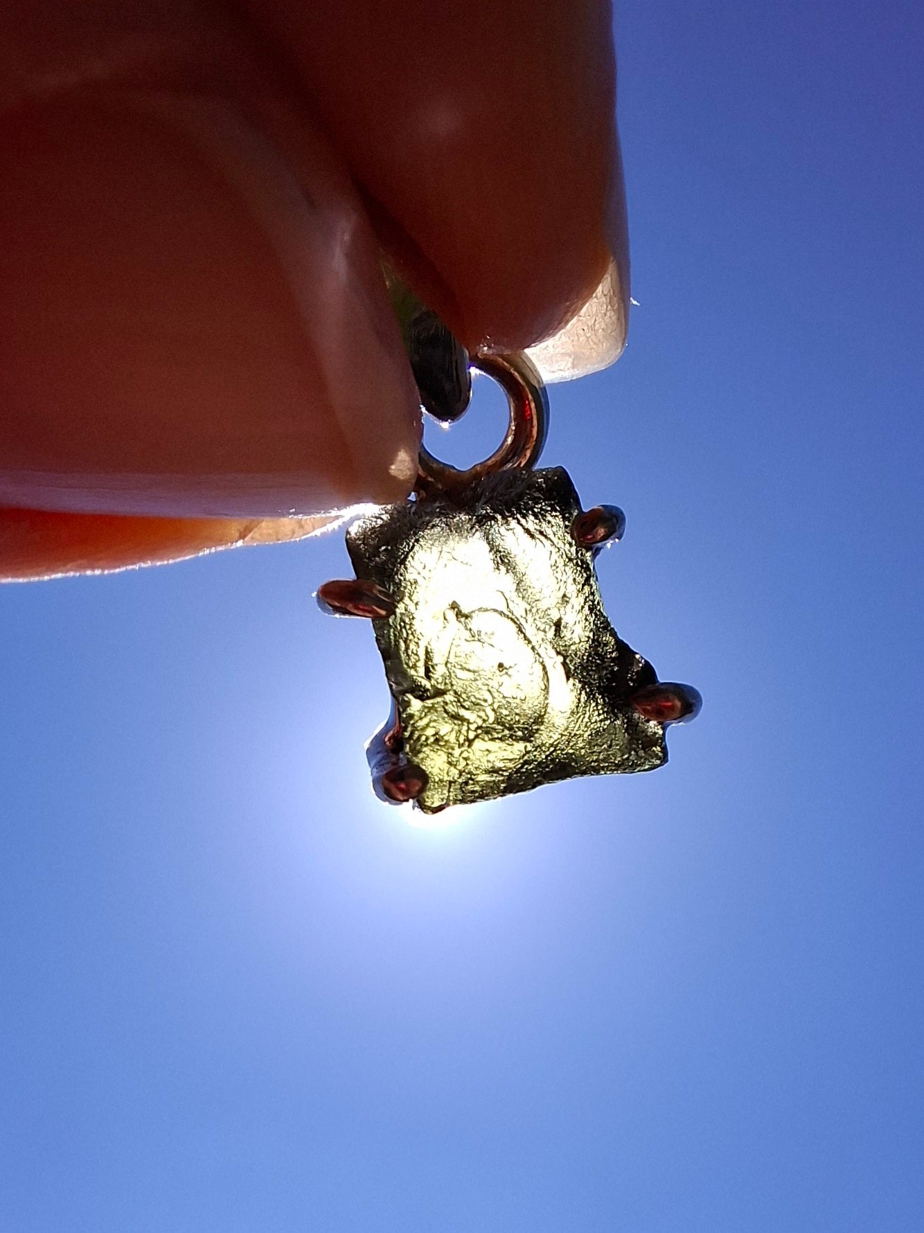 Moldavite Claw Pendant, 925 Silver, Tektite (Ref: P20)