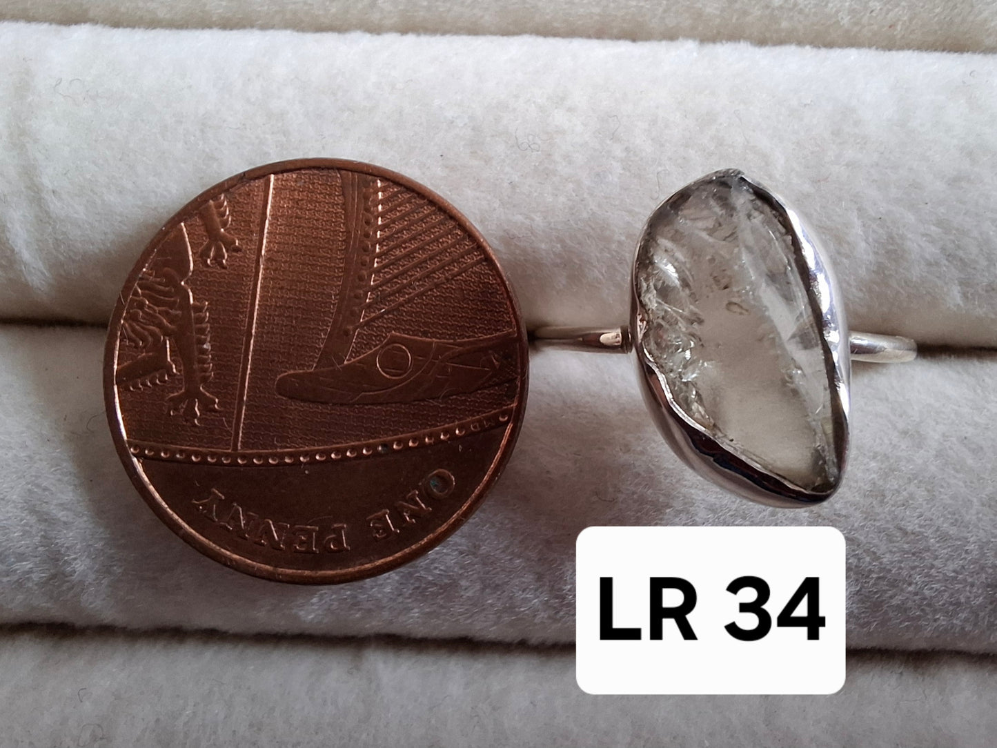 Libyan Desert Glass Ring, size large P, 925 Silver, Tektite (Ref: LR34)