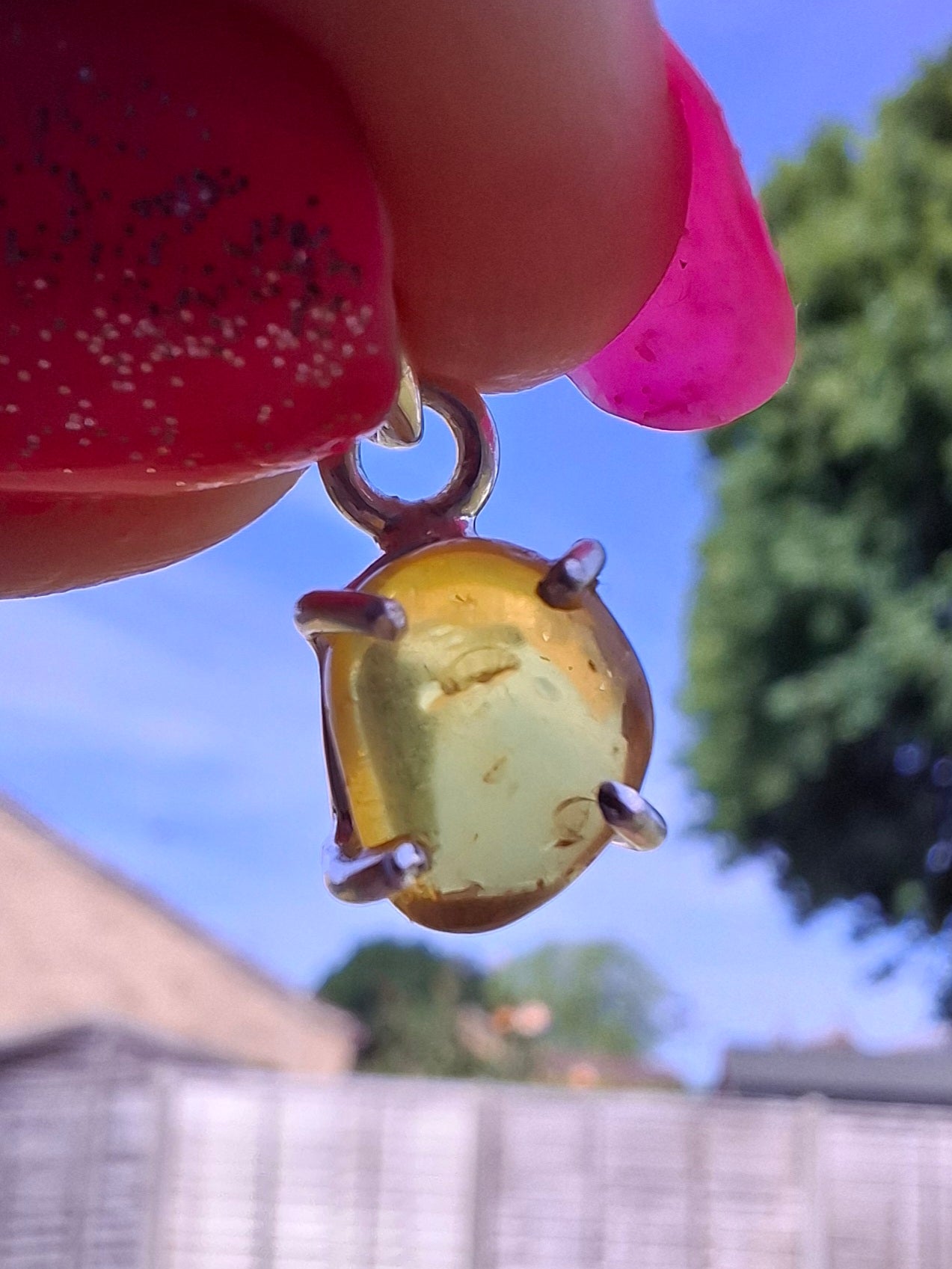 Baltic Amber Pendant, 925 Silver, Fossil (Ref: AP16)