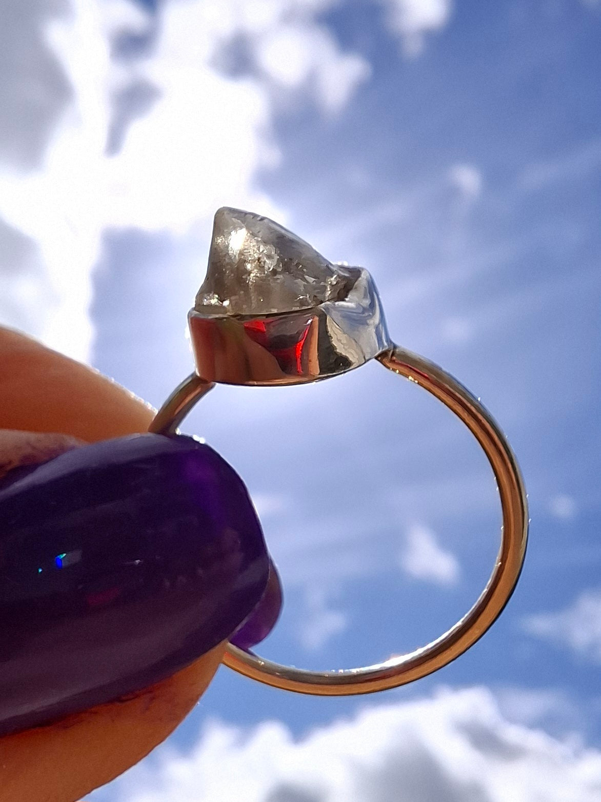 Libyan Desert Glass Ring, size small P, 925 Silver, Tektite (Ref: LR25)