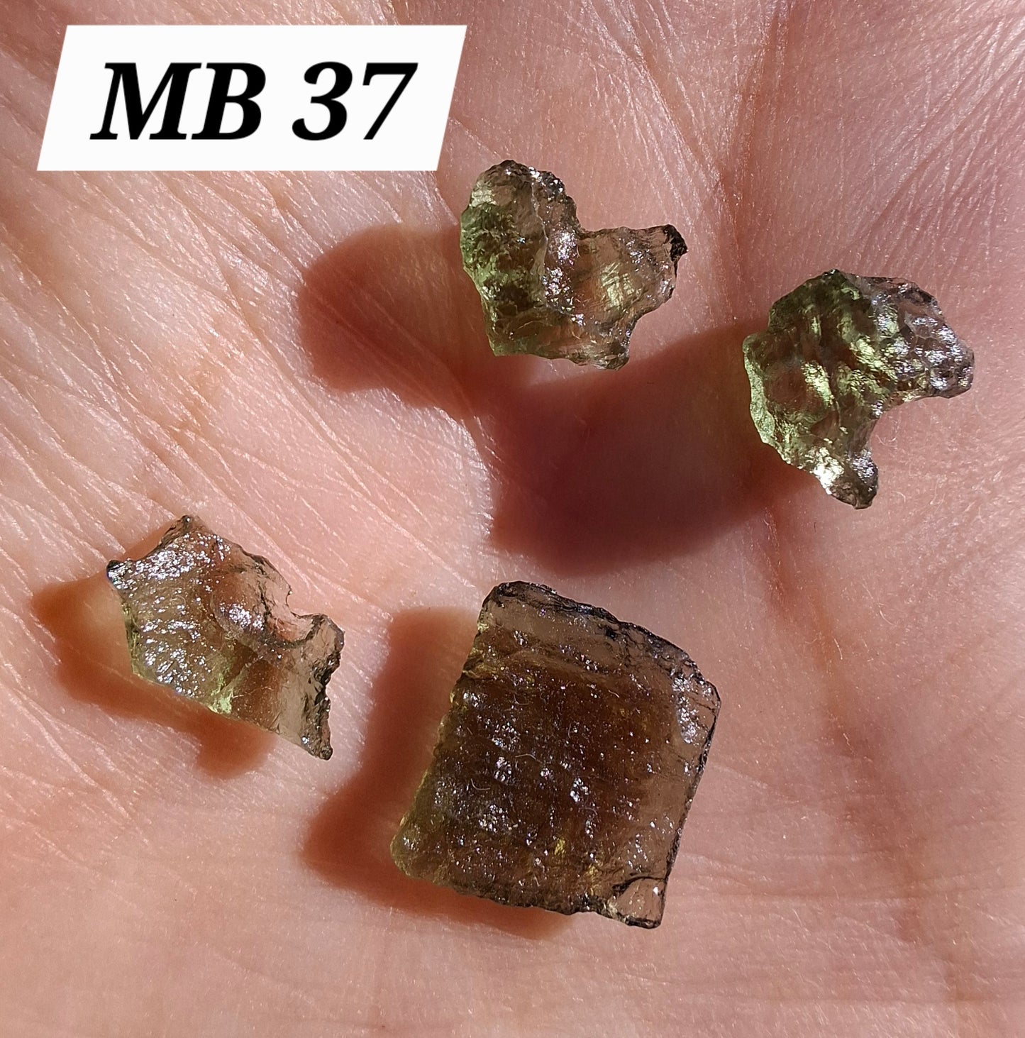Moldavite chip Bundle, 1g, 4 pcs, Tektite (MB37)