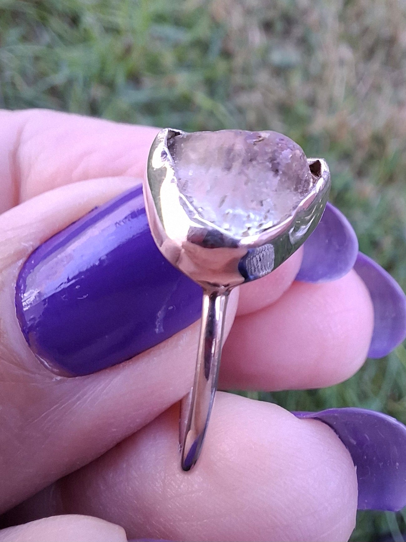 Libyan Desert Glass Ring, size small R, 925 Silver, Tektite (Ref: LR39)