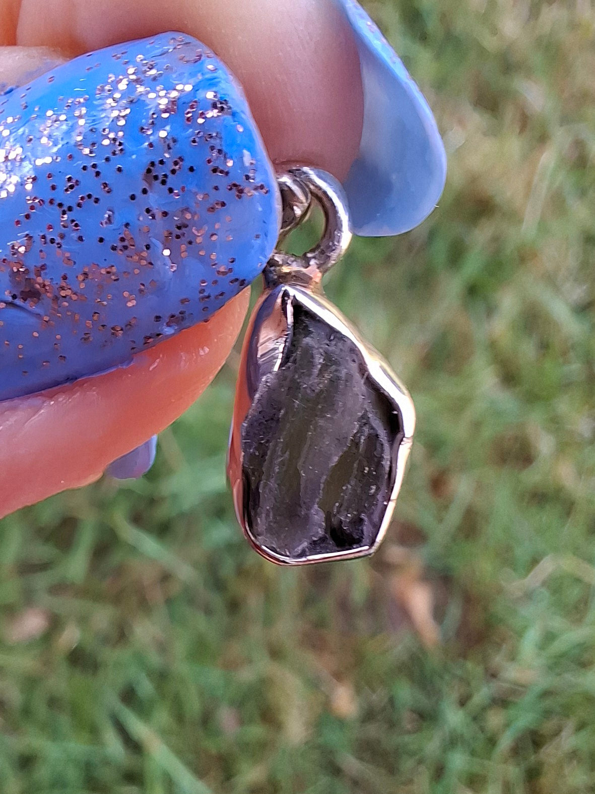 Moldavite Pendant, 925 Silver, Tektite (Ref: P47)