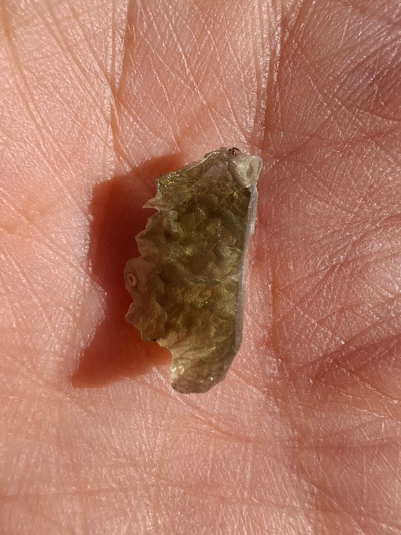 Moldavite Piece, SNOWFLAKE, FROSTED, BRUSNA, 0.44g, Tektite (Ref: 1497)