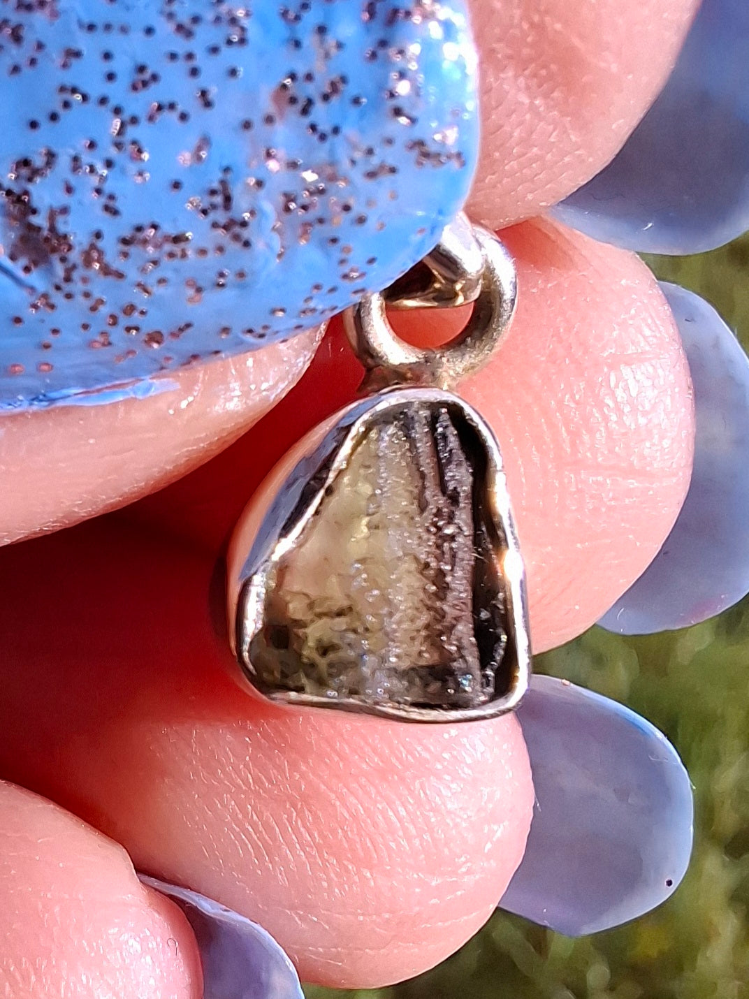 Moldavite Pendant, 925 Silver, Tektite (Ref: P55)
