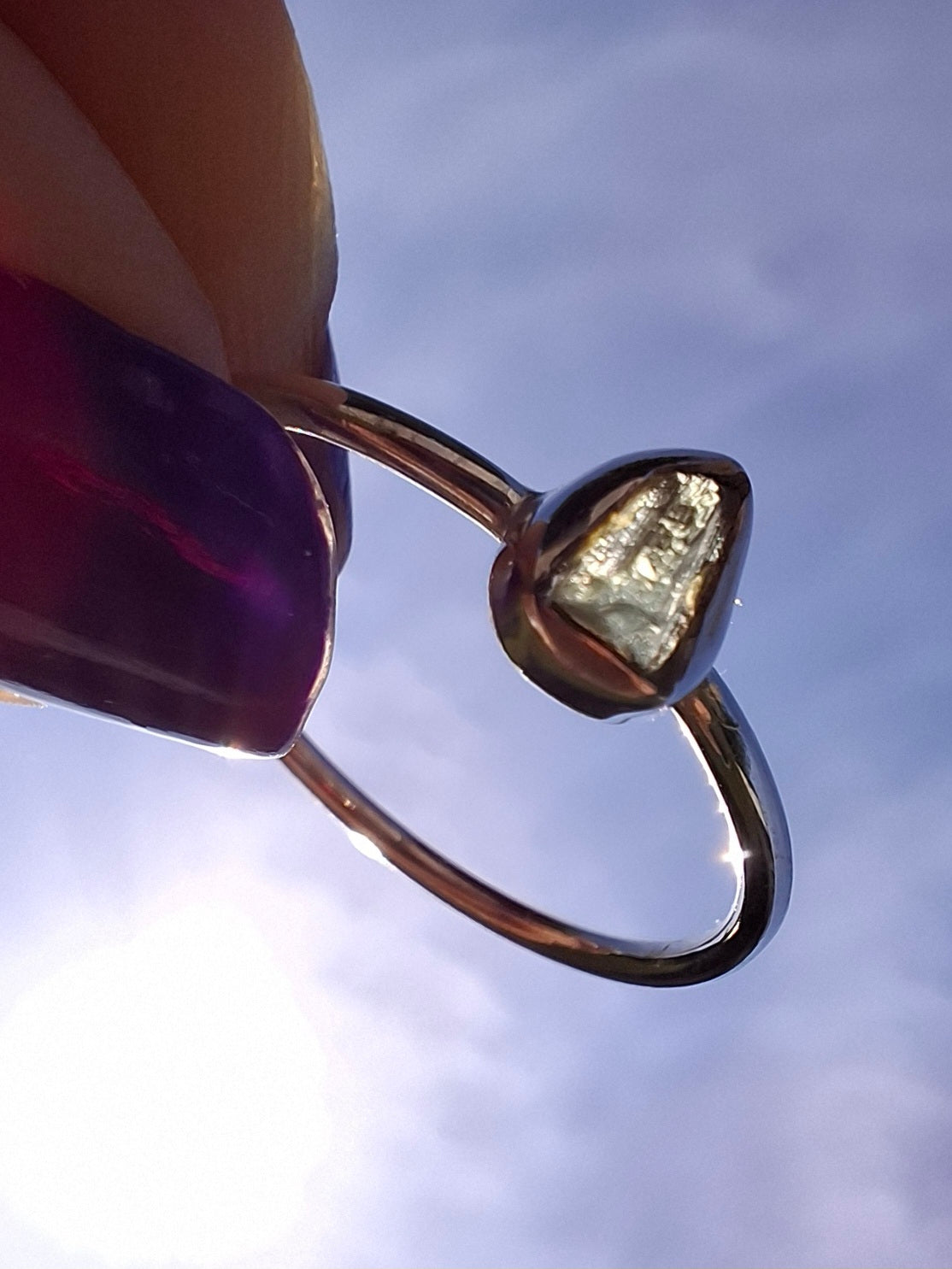 Moldavite Ring, size large R/small S, 925 Silver, Tektite (Ref: R54)