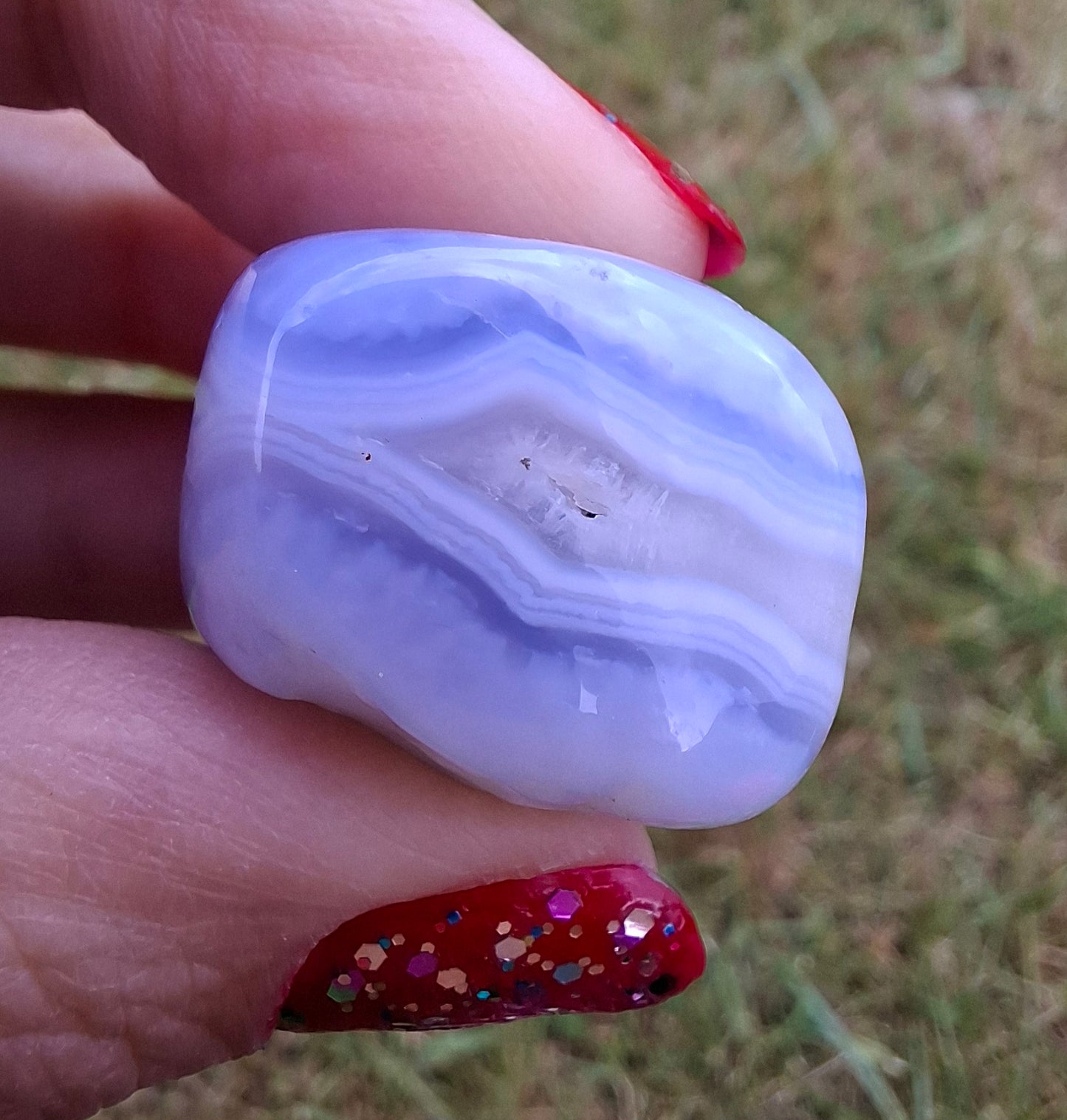 Blue Lace Agate, Tumble Stone, Crystal (Ref: T142)