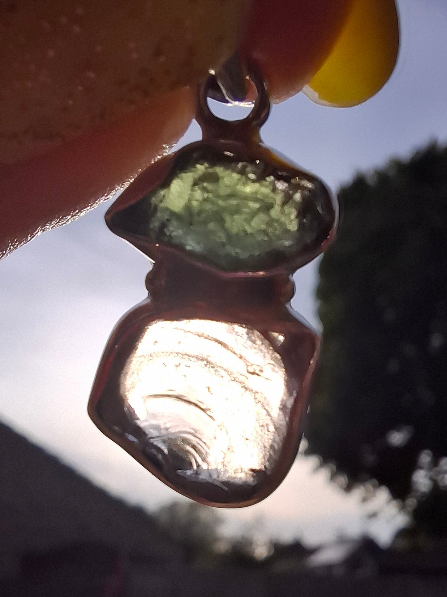 Moldavite & Libyan Desert Glass Pendant, 925 Silver, Tektite (Ref: MLP13)