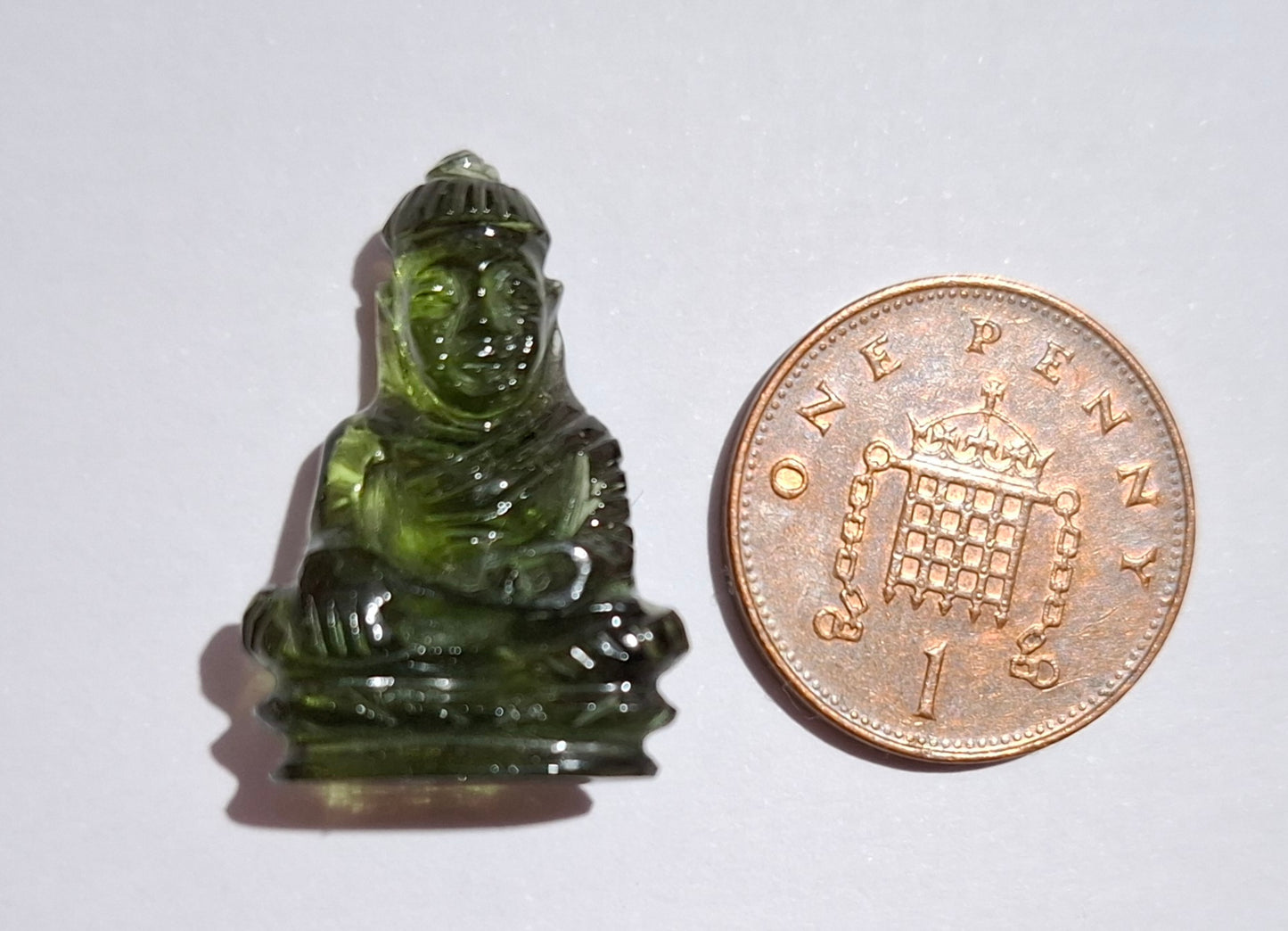 Moldavite BUDDHA Carving, 3.00g, Tektite (Ref: Buddha5)