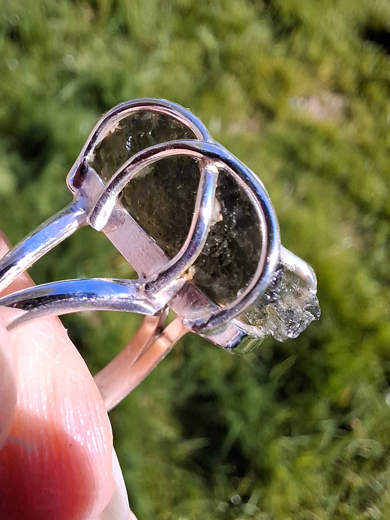 Moldavite Ring, size U, 925 Silver (Ref: R13)