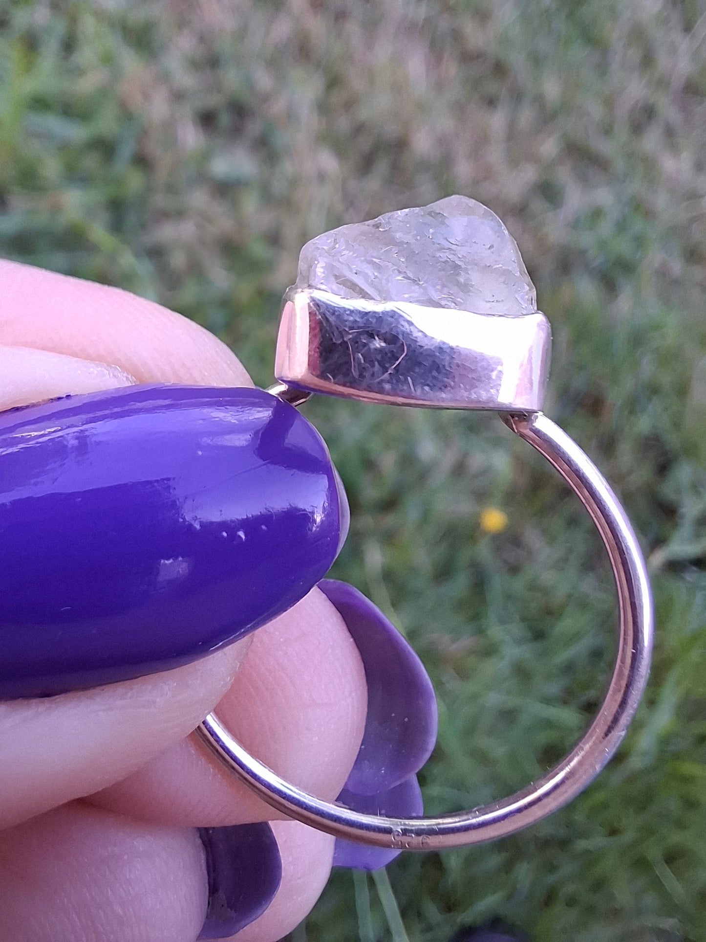 Libyan Desert Glass Ring, size small S, 925 Silver, Tektite (Ref: LR44)