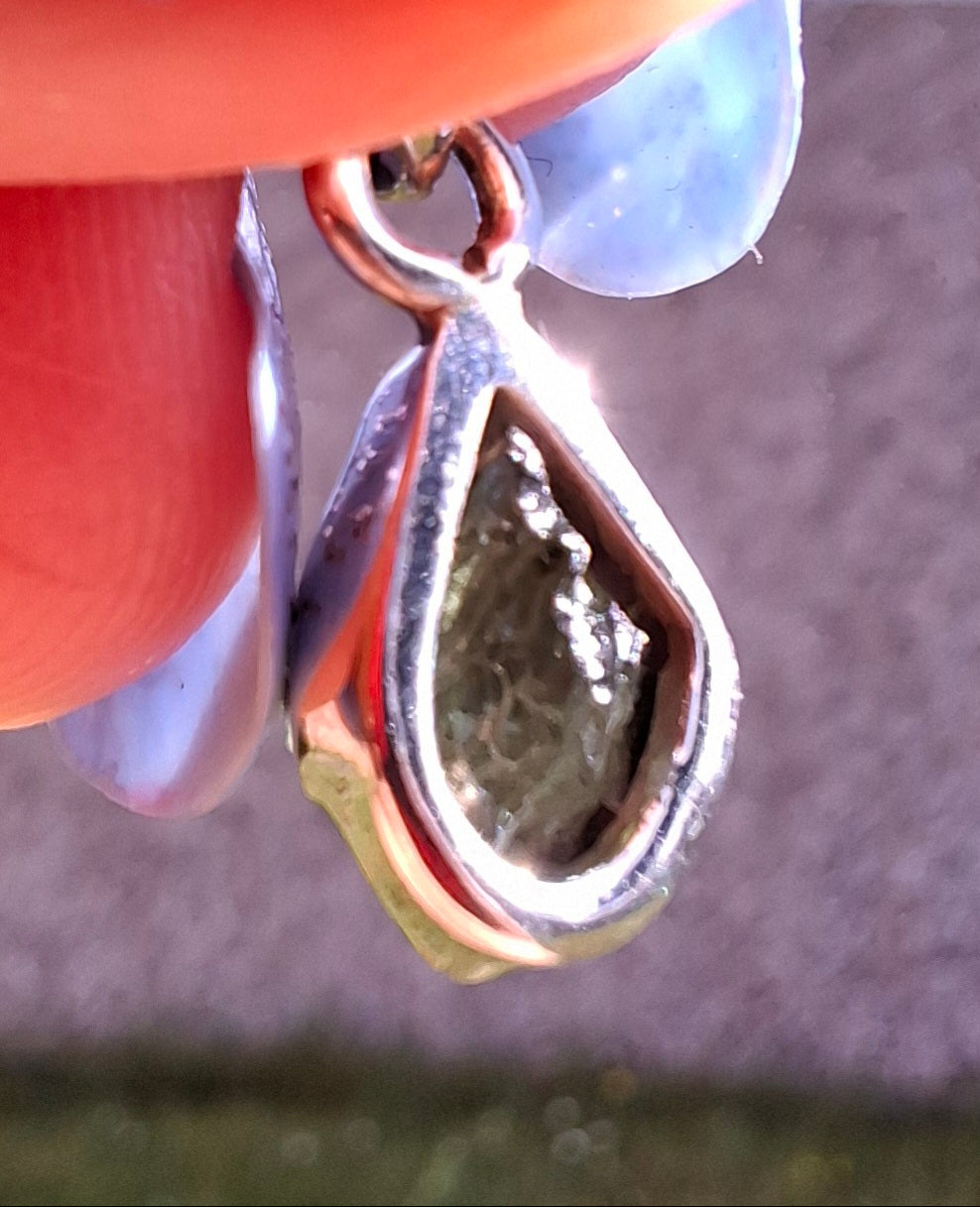 Moldavite Pendant, 925 Silver, Tektite (Ref: P45)