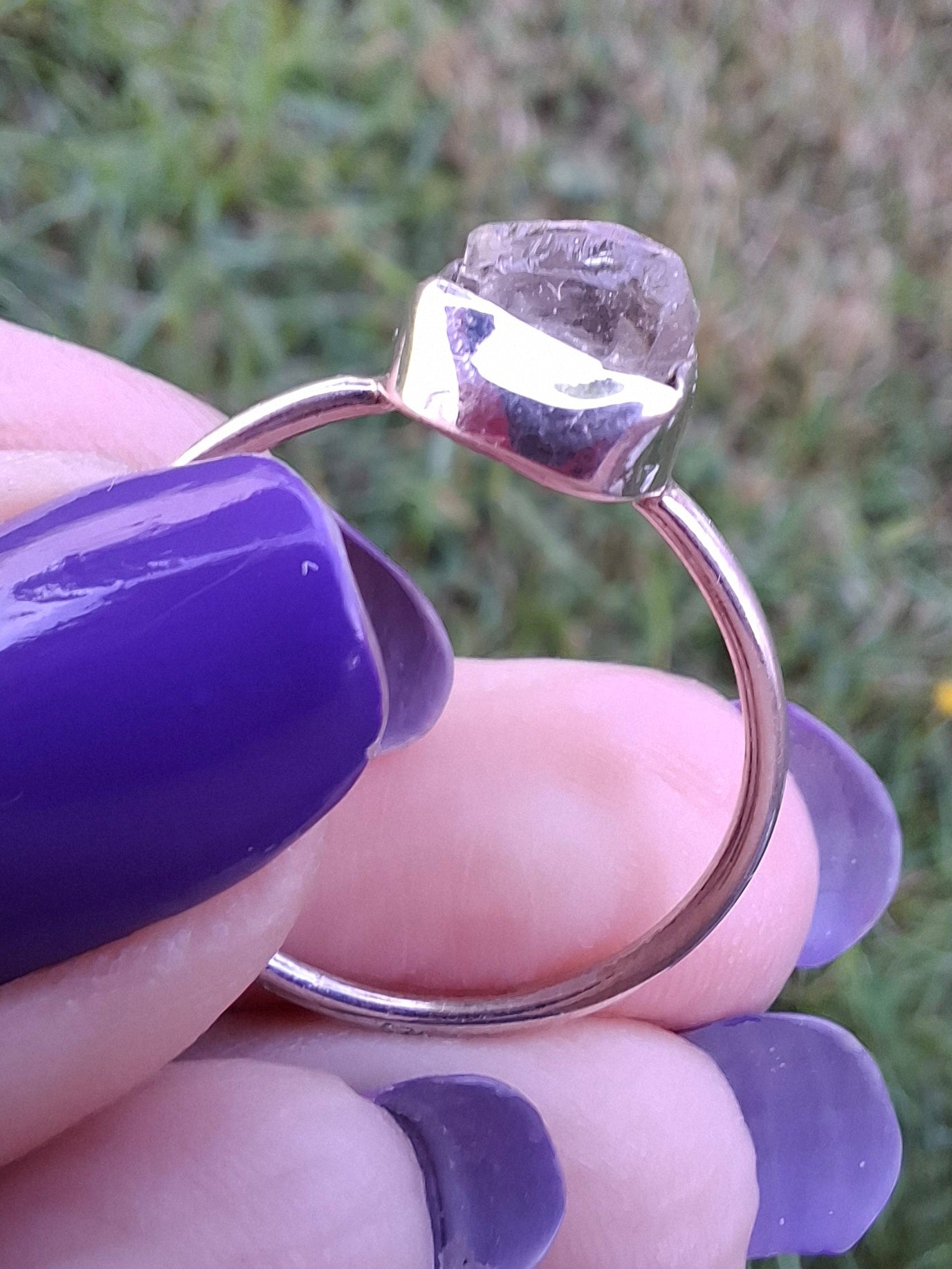Libyan Desert Glass Ring, size large T/small U, 925 Silver, Tektite (Ref: LR51)