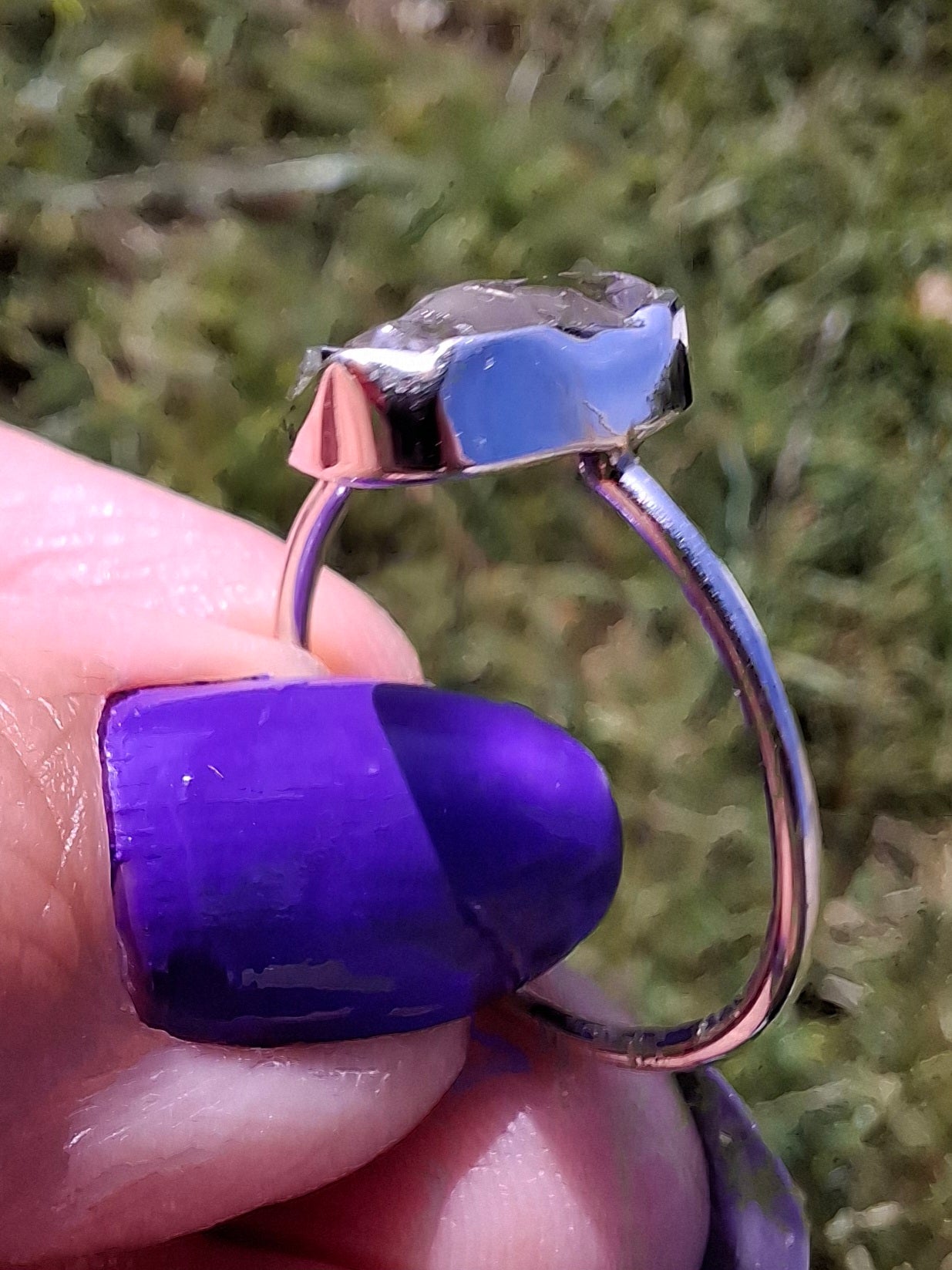 Libyan Desert Glass Ring, size small R, 925 Silver, Tektite (Ref: LR40)