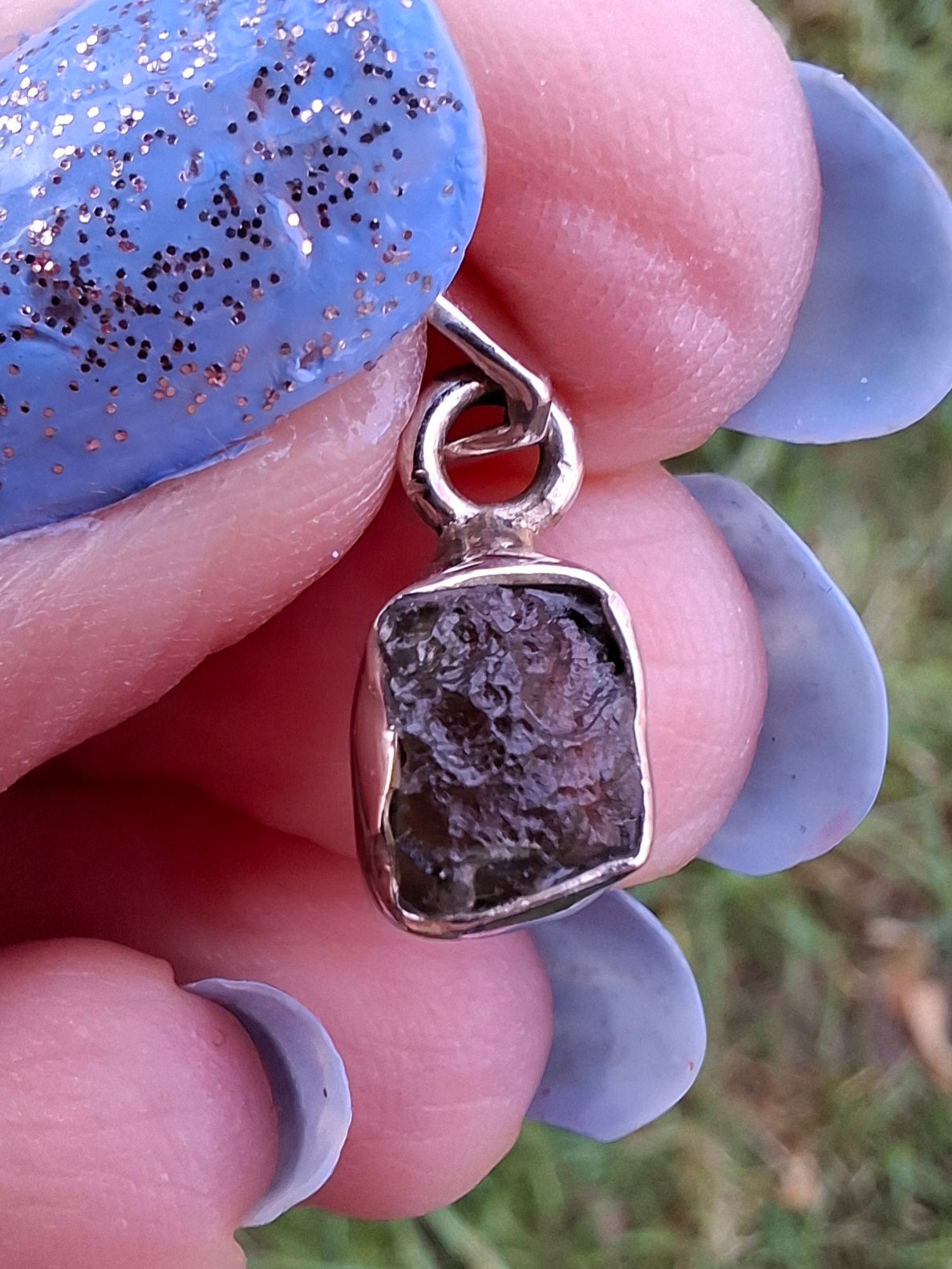 Moldavite Pendant, 925 Silver, Tektite (Ref: P61)