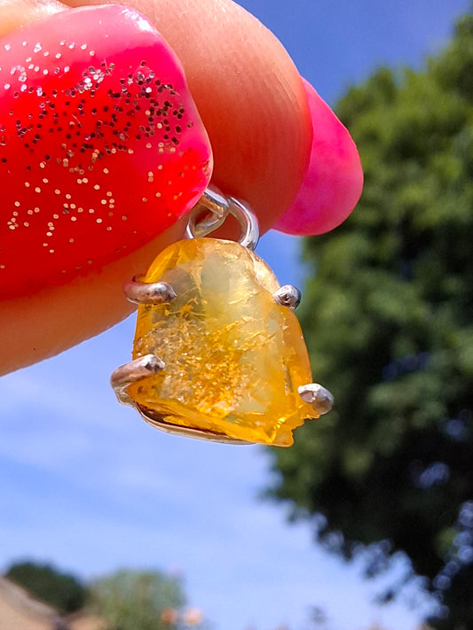 Baltic Amber Pendant, 925 Silver, Fossil (Ref: AP19)