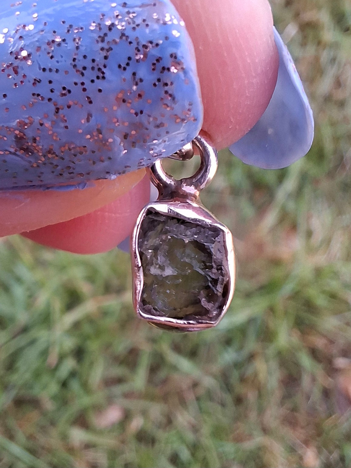 Moldavite Pendant, 925 Silver, Tektite (Ref: P53)