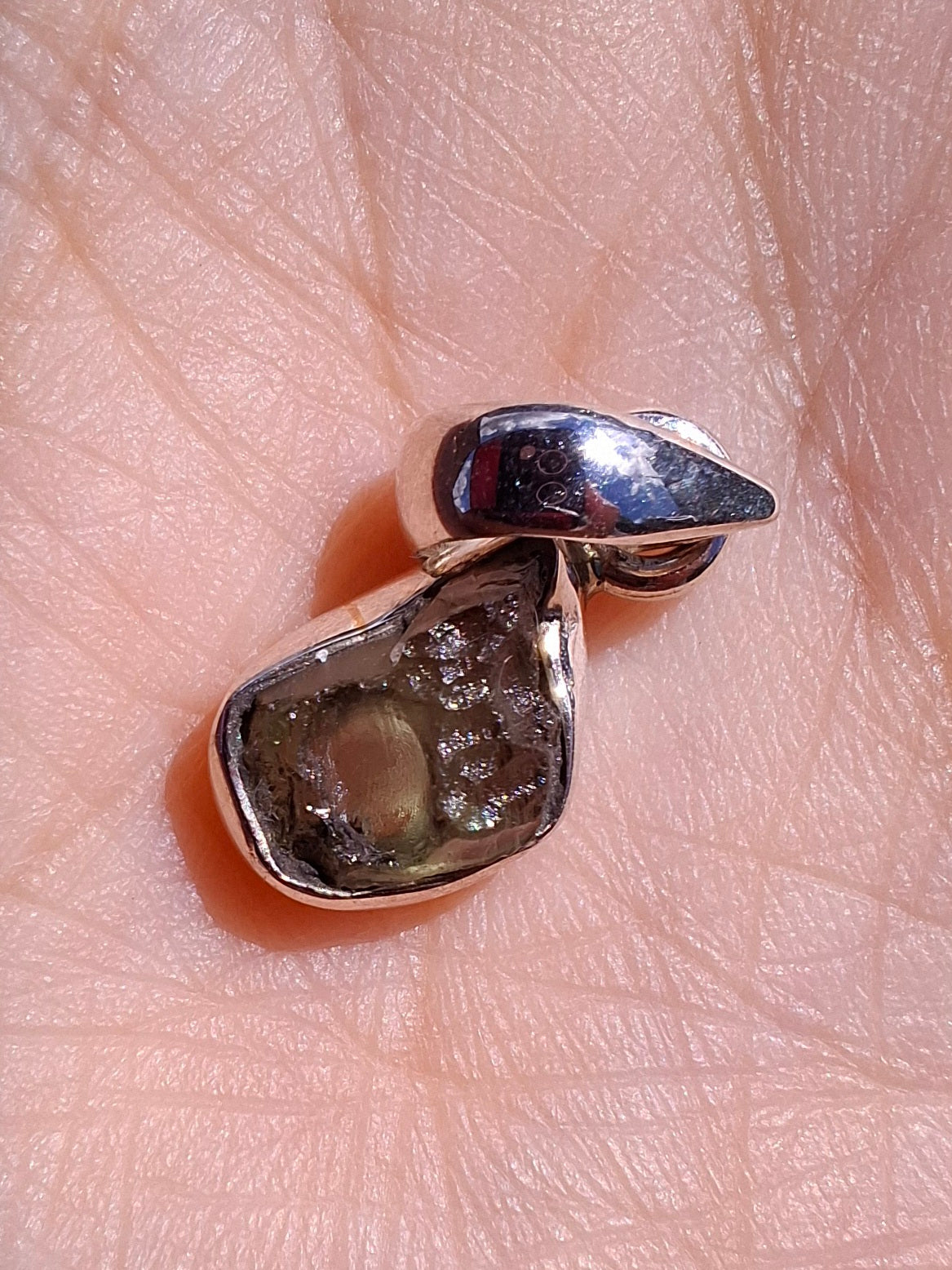 Moldavite Pendant, 925 Silver, Tektite (Ref: P72)